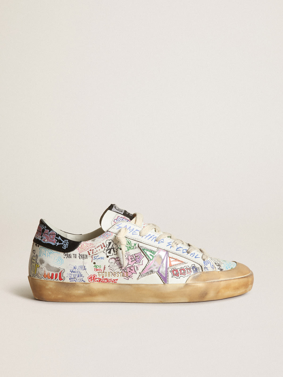 Zapatillas deportivas Super-Star Penstar de mujer de blanca con multicolor all-over | Golden Goose