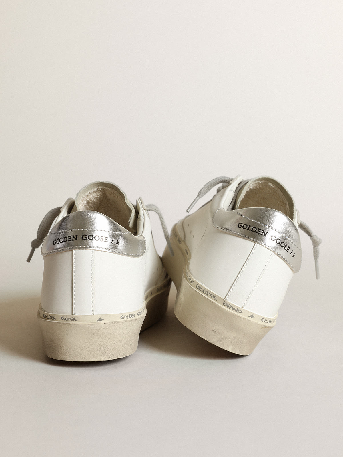 Golden Goose - Women's Hi Star with star in leopard print pony skin and silver heel in 