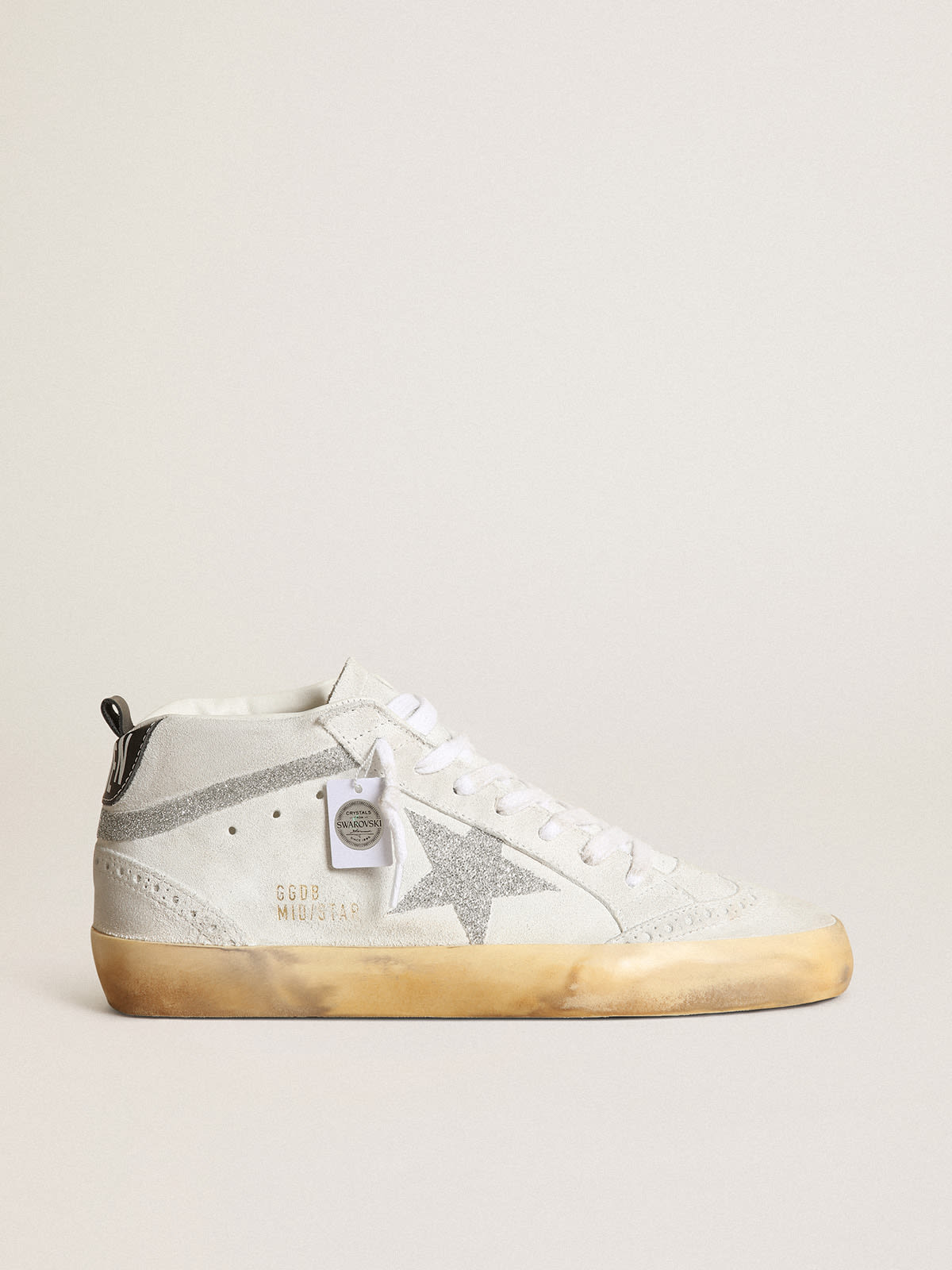 Women's Mid Star in white suede with star and Swarovski flash | Golden ...