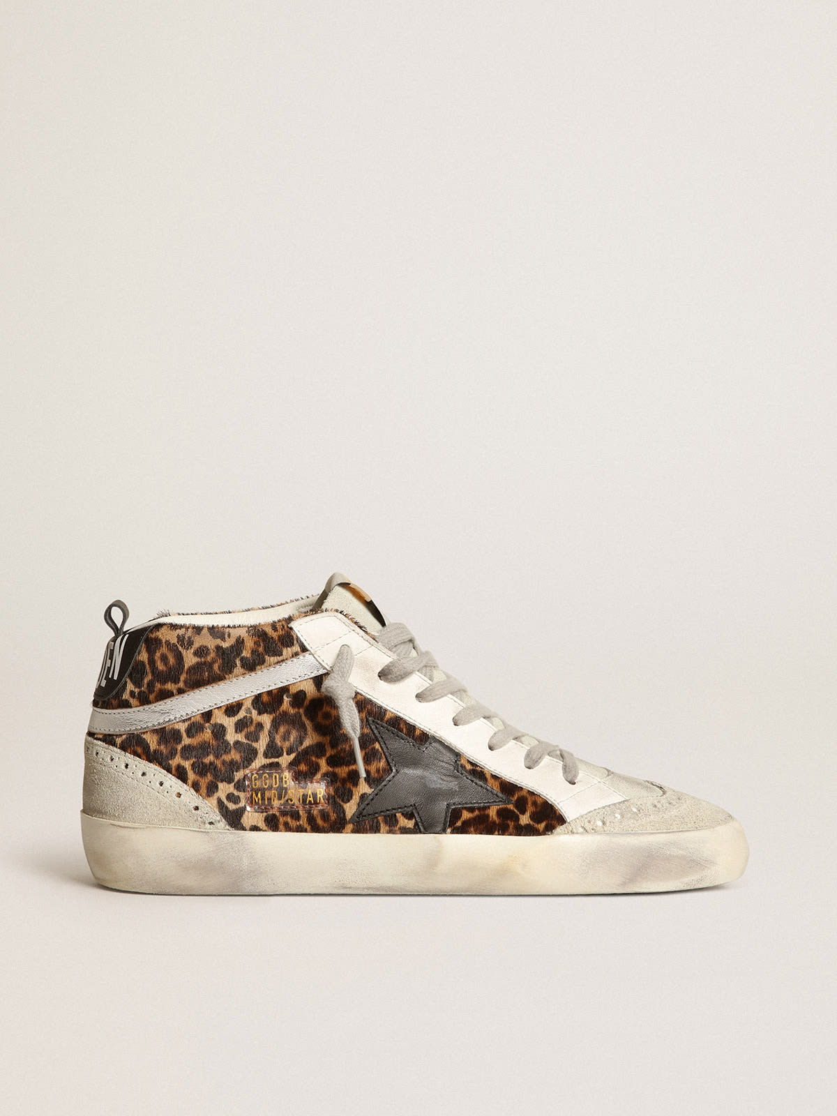 Women\'s Mid Star in leopard print pony skin with black star | Golden Goose