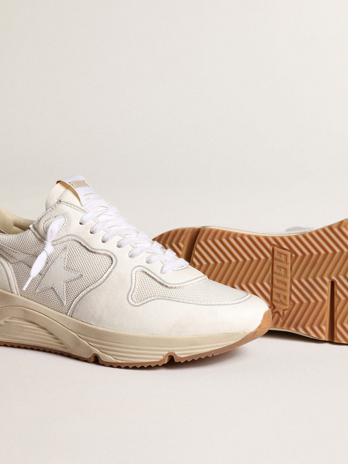 Golden Goose - Women's Running Sole in mesh and white nappa in 