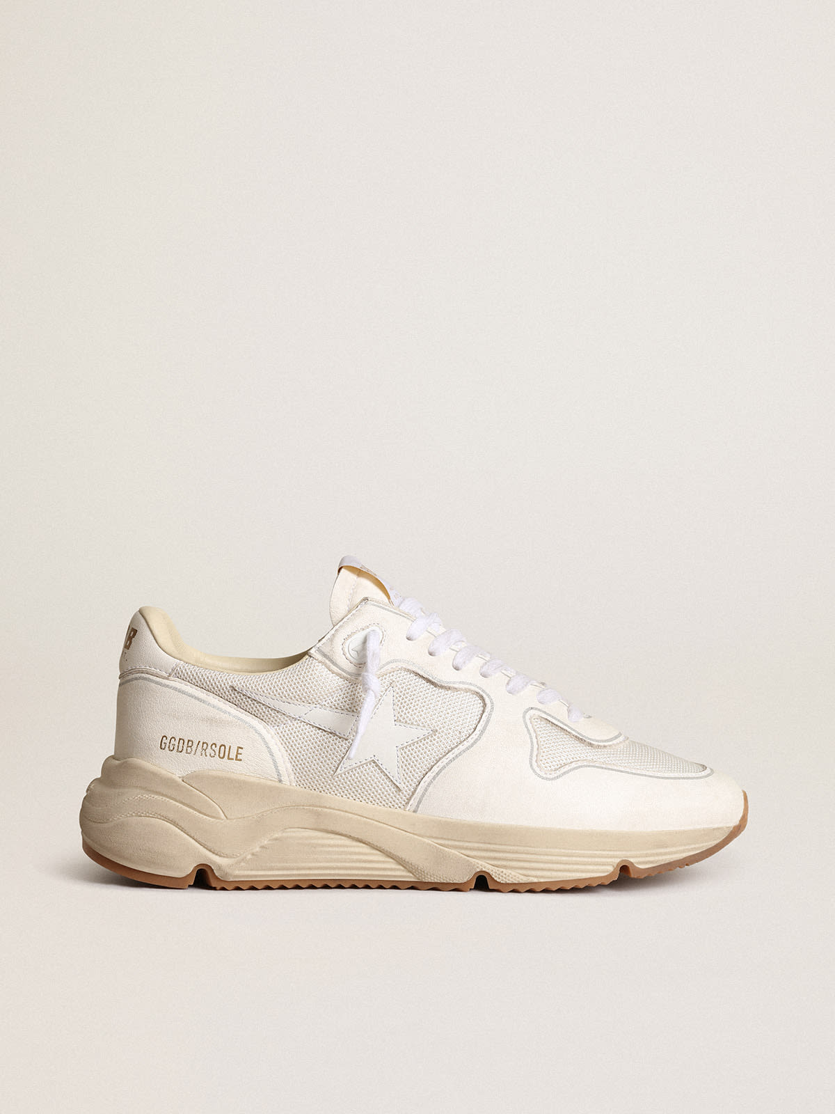 Golden Goose - Men’s Running sole sneakers in optical-white mesh and nappa leather with white leather star in 