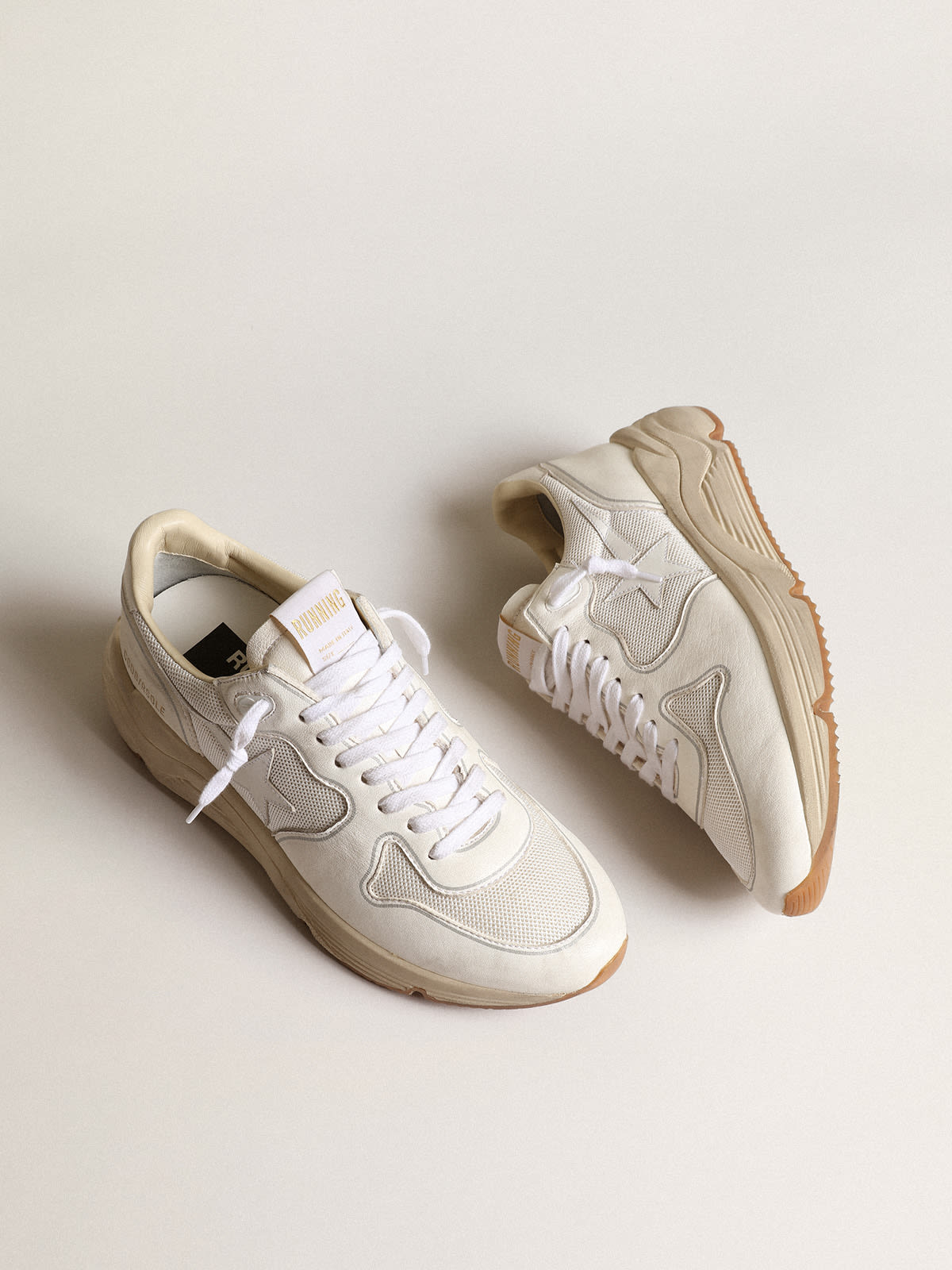 Golden Goose - Herren Running Sole aus Mesh und weißem Nappaleder in 