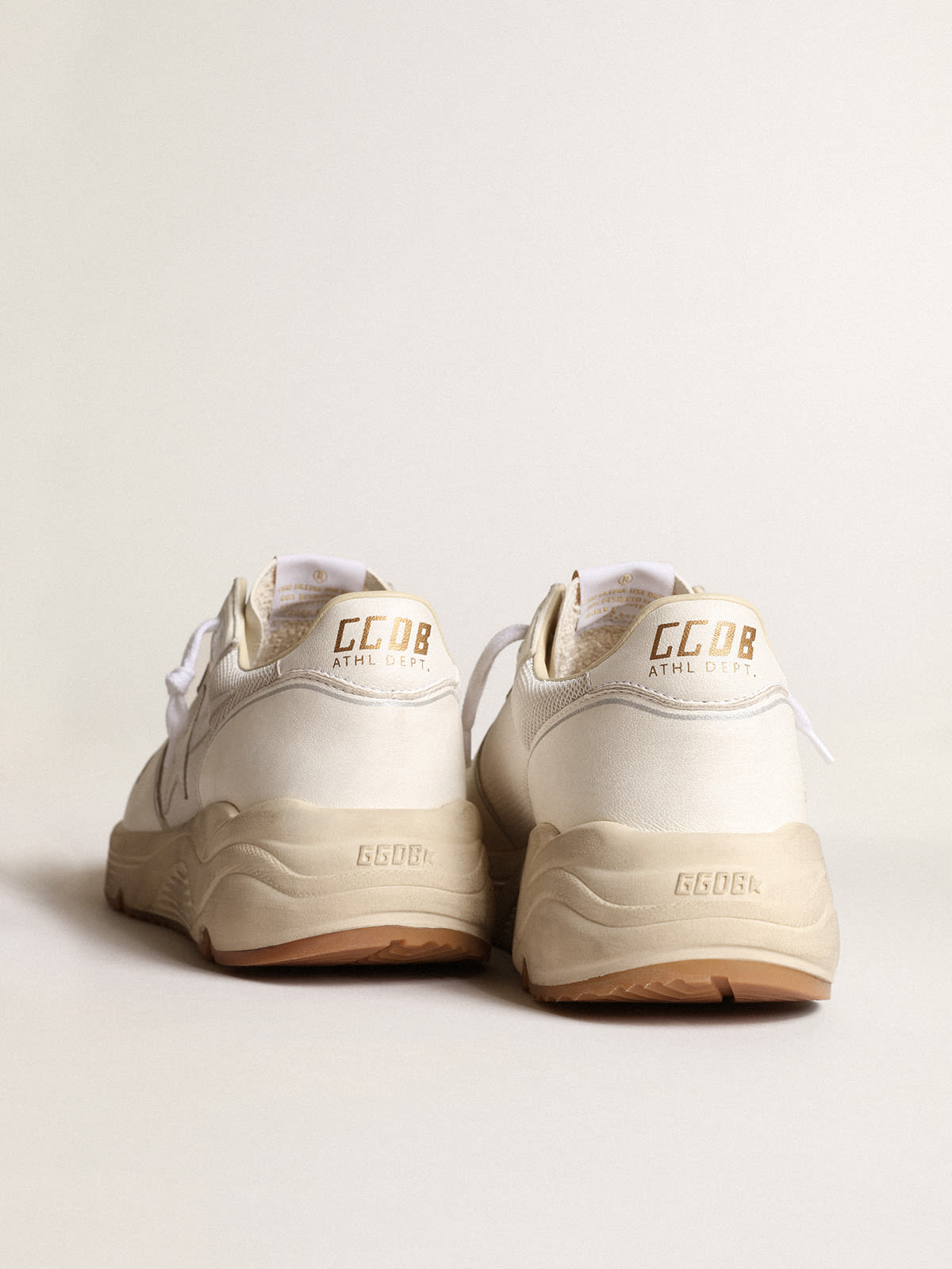 Golden Goose - Sneakers Running Sole pour homme en résille et en cuir nappa blanc optique avec étoile en cuir blanc in 