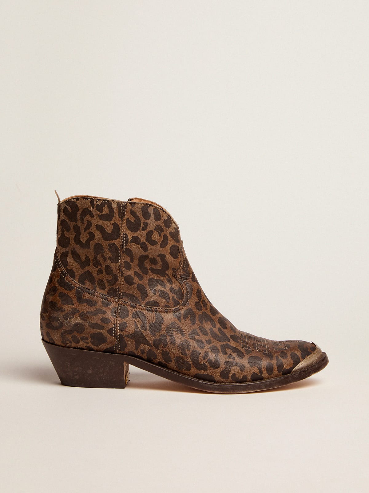 Golden Goose - Women's leather ankle boots with leopard print in 