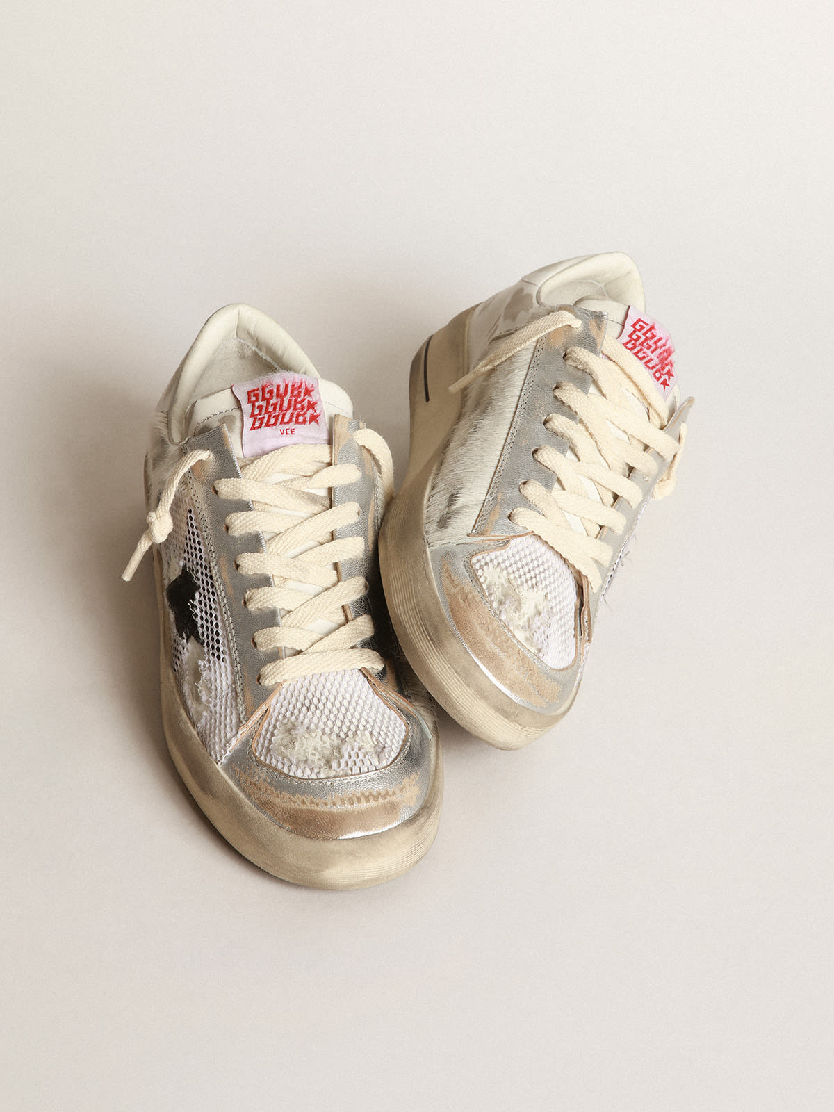 Golden Goose - Stardan LAB sneakers in white pony skin and leather with black suede star in 