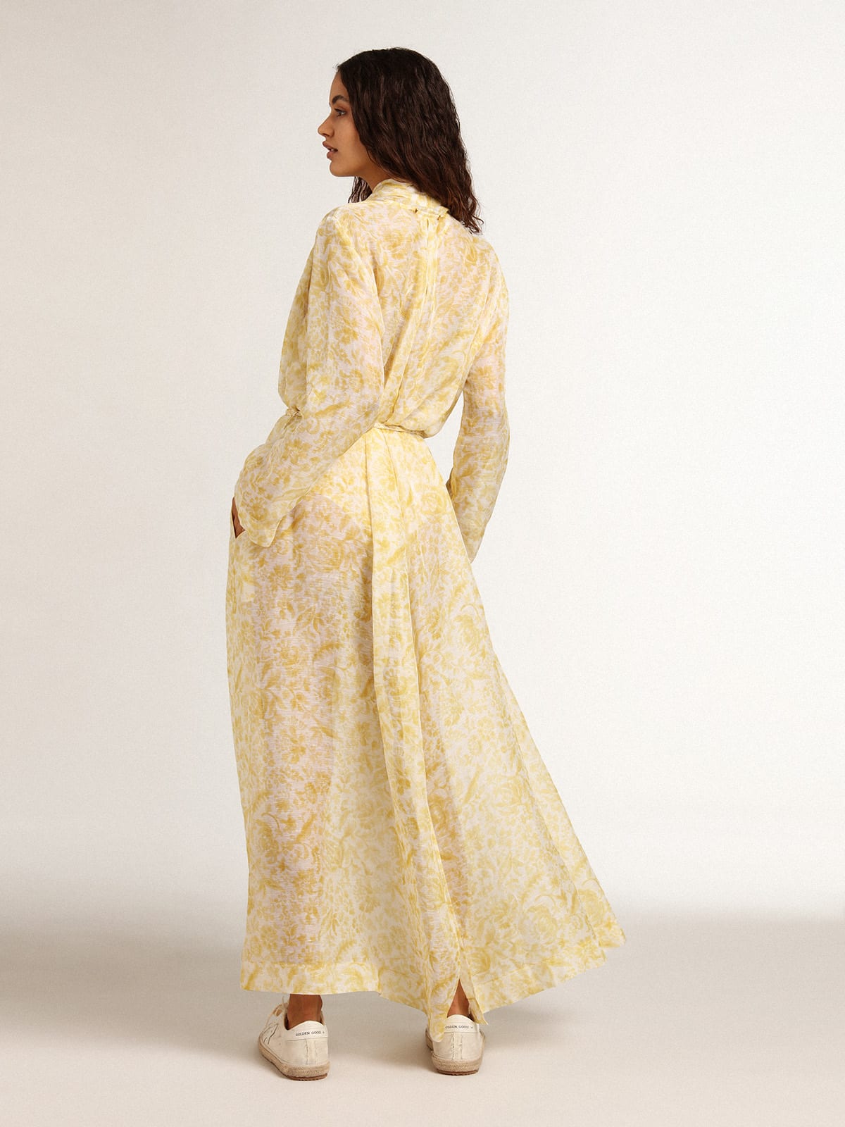 Golden Goose - Resort Collection linen blend kaftan dress with lemon yellow print in 