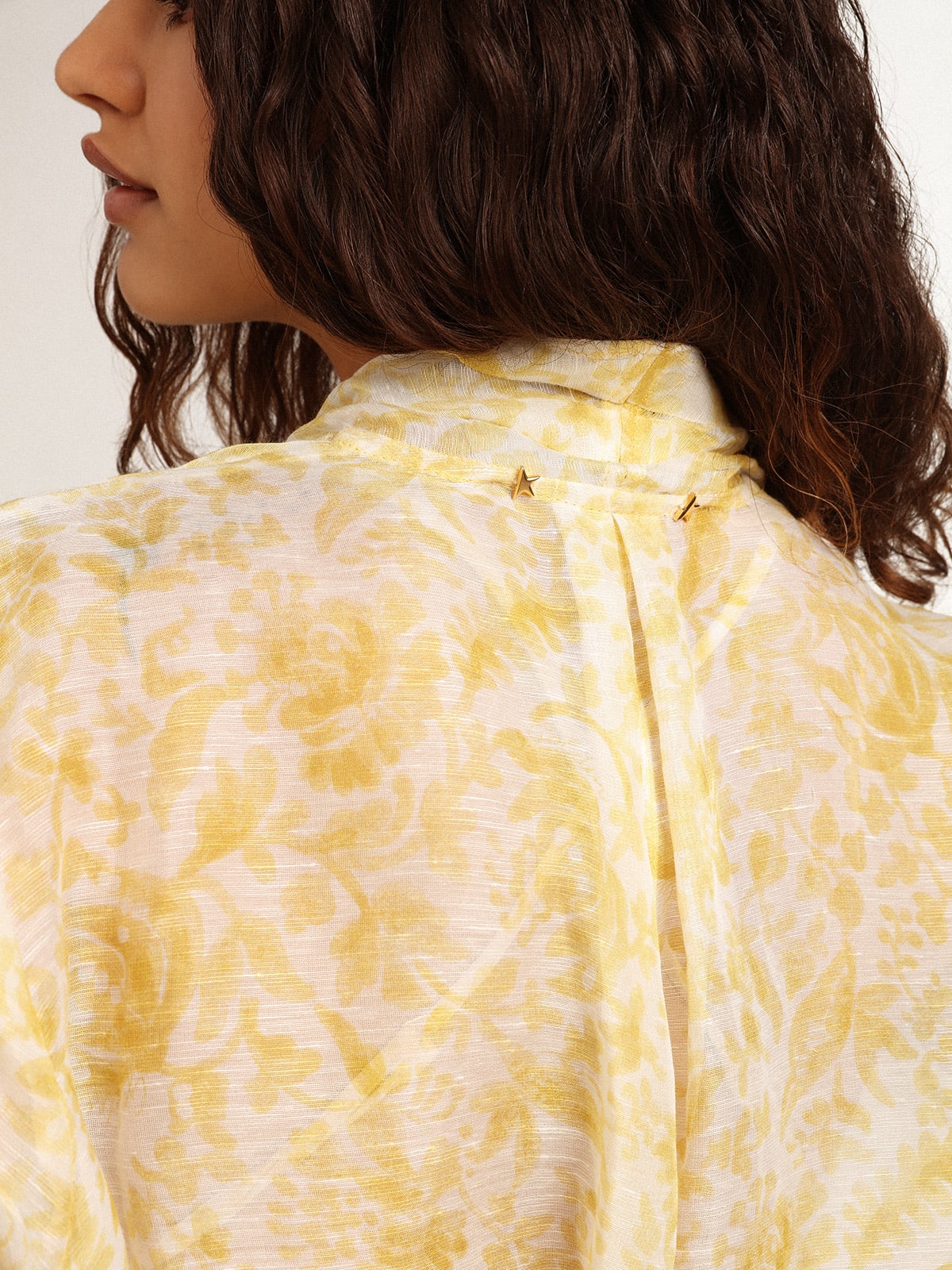 Golden Goose - Resort Collection linen blend kaftan dress with lemon yellow print in 