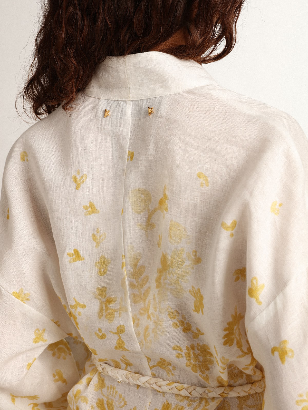 Golden Goose - Resort Collection Mini Dress in linen with lemon yellow print    in 