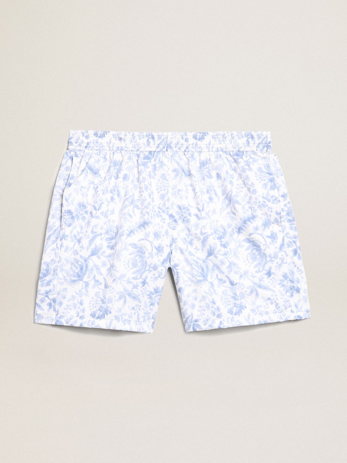 Golden Goose - Resort Collection swim shorts with Mediterranean blue print    in 