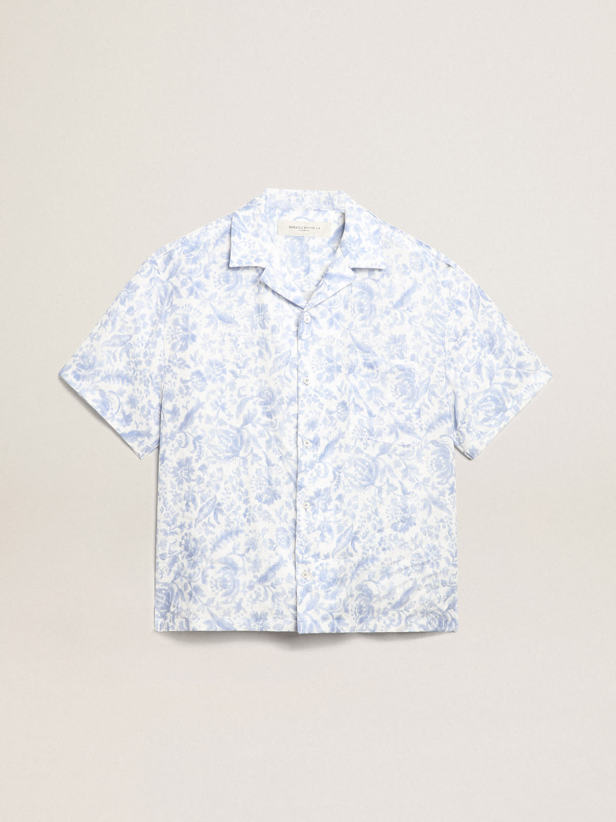 Golden Goose - Resort Collection linen shirt with Mediterranean blue print    in 