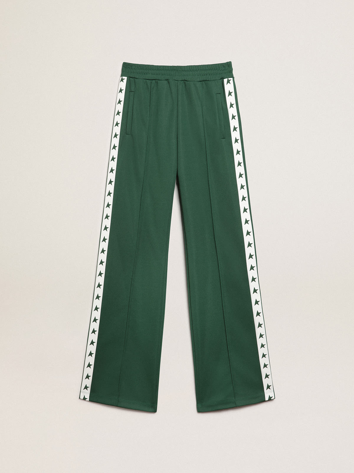 Golden Goose - Women's bright green joggers with band and stars in 