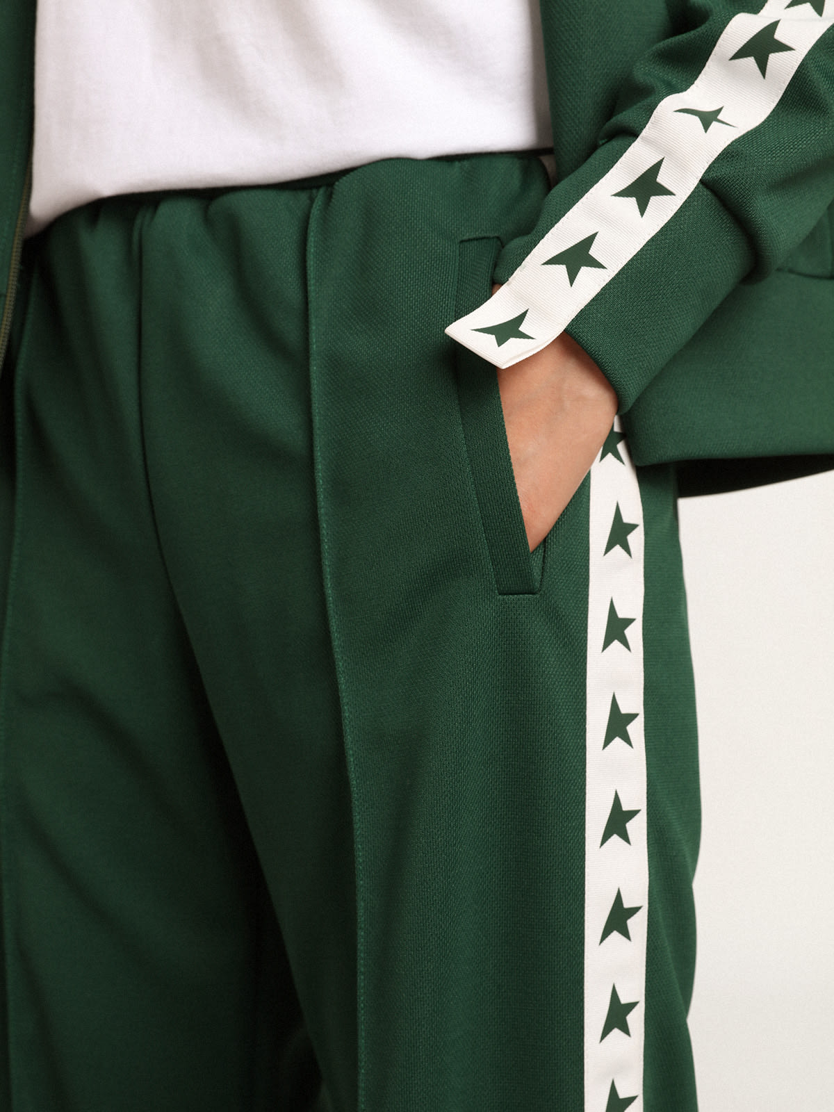 Golden Goose - Joggers verde intenso con banda y estrellas para mujer in 