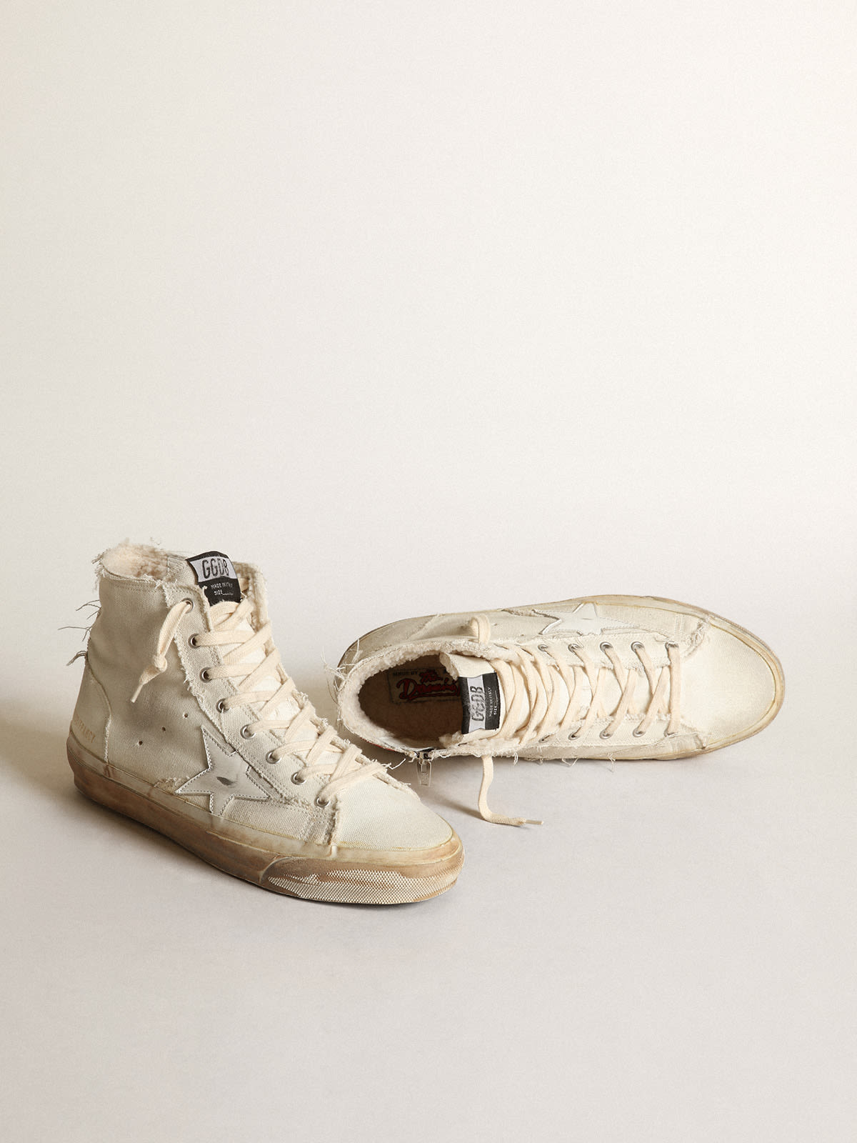 Francy sneakers in ivory canvas with white leather star