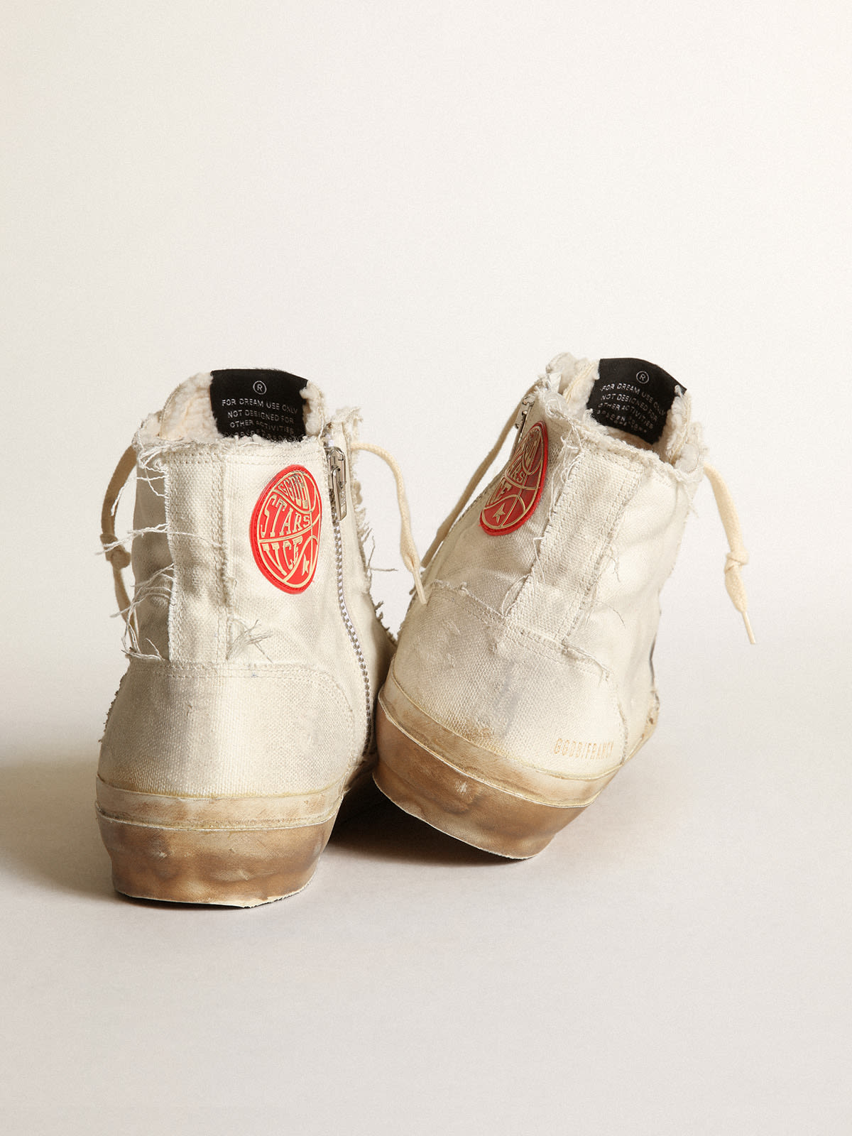 Golden Goose - Sneaker Francy aus elfenbeinfarbenem Canvas mit weißem Lederstern in 