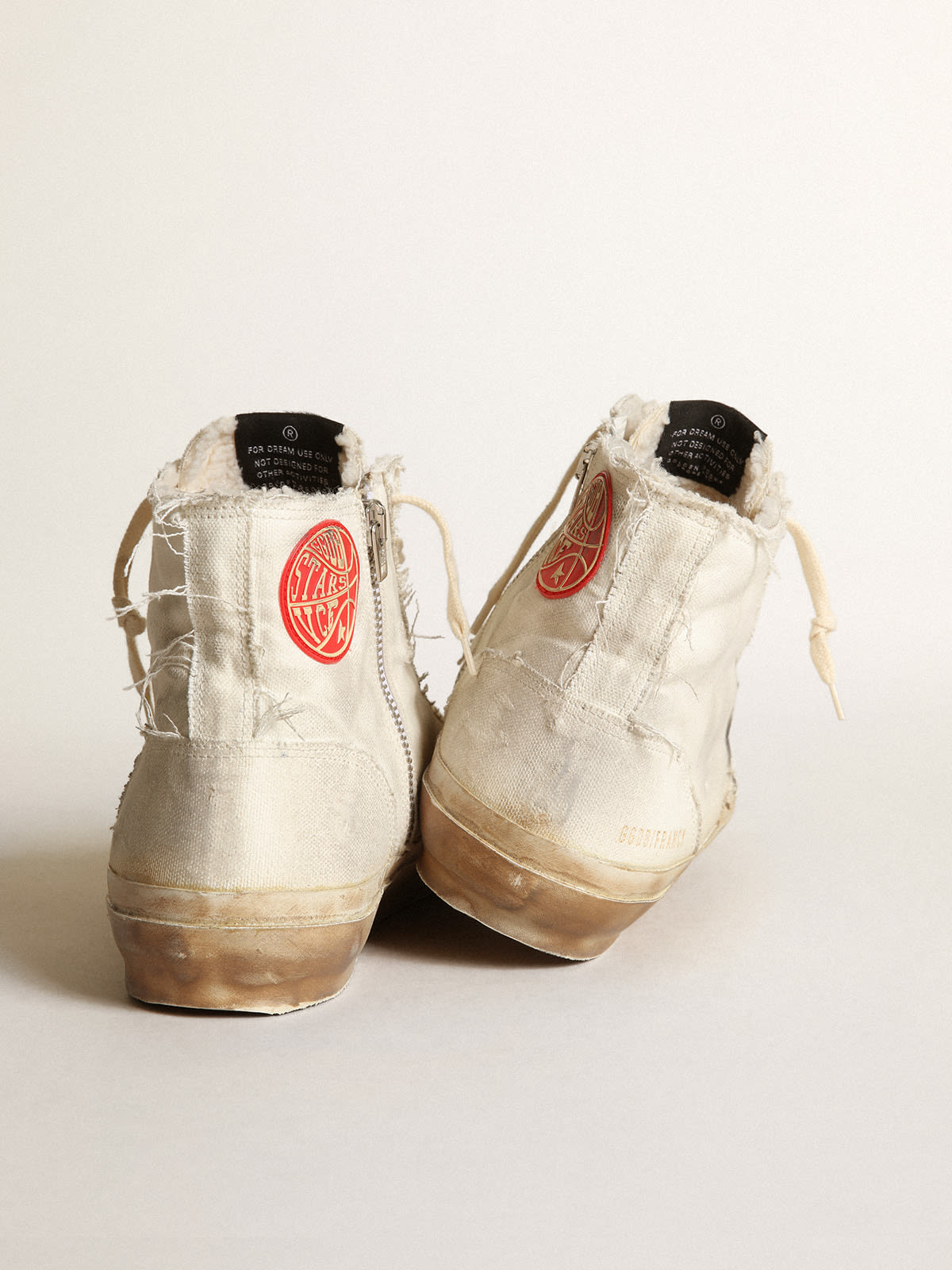 Golden Goose - Sneaker Francy in canvas color avorio con stella in pelle bianca in 