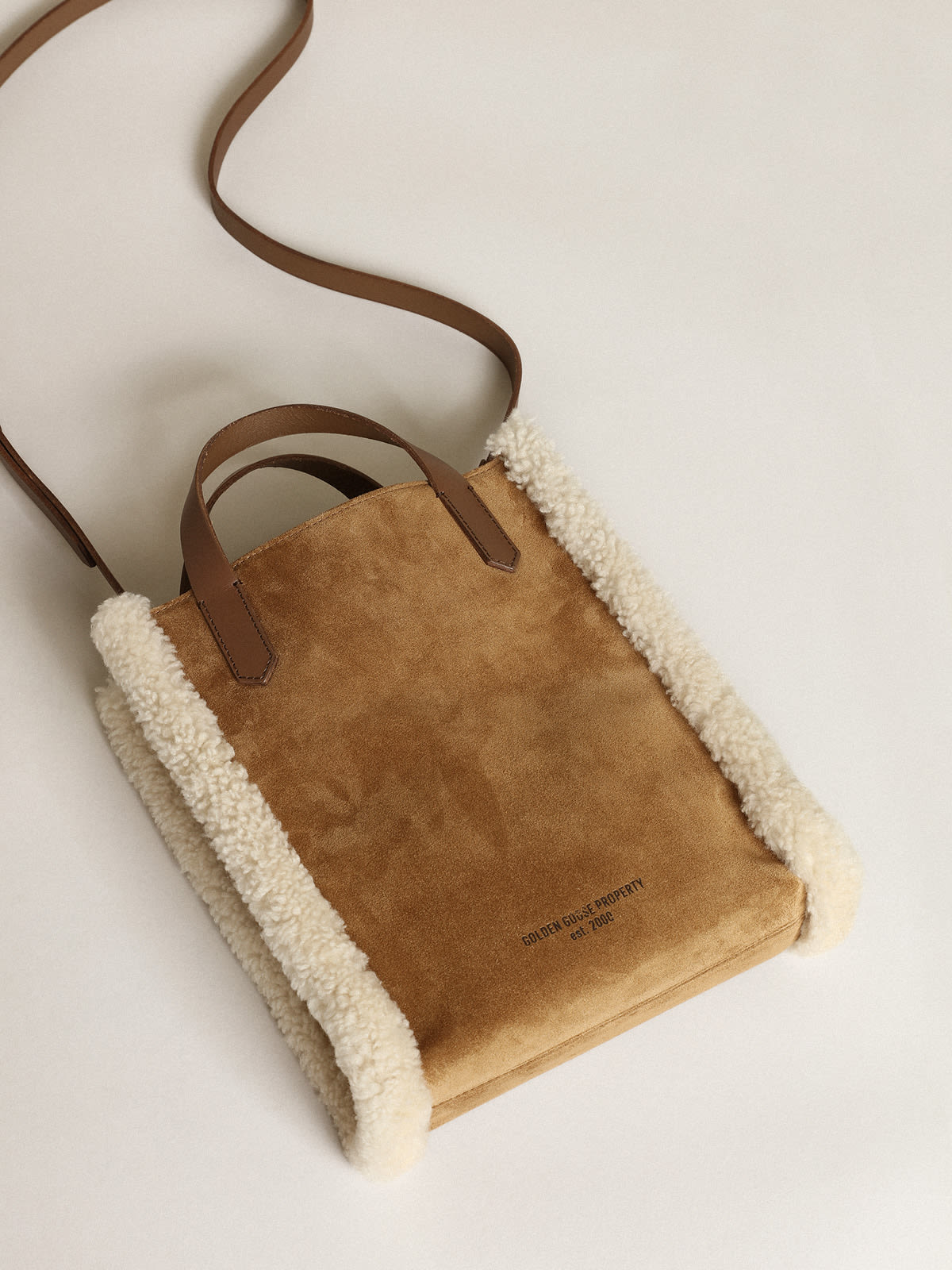 Golden Goose - Mini California Bag in suede leather with shearling trim in 