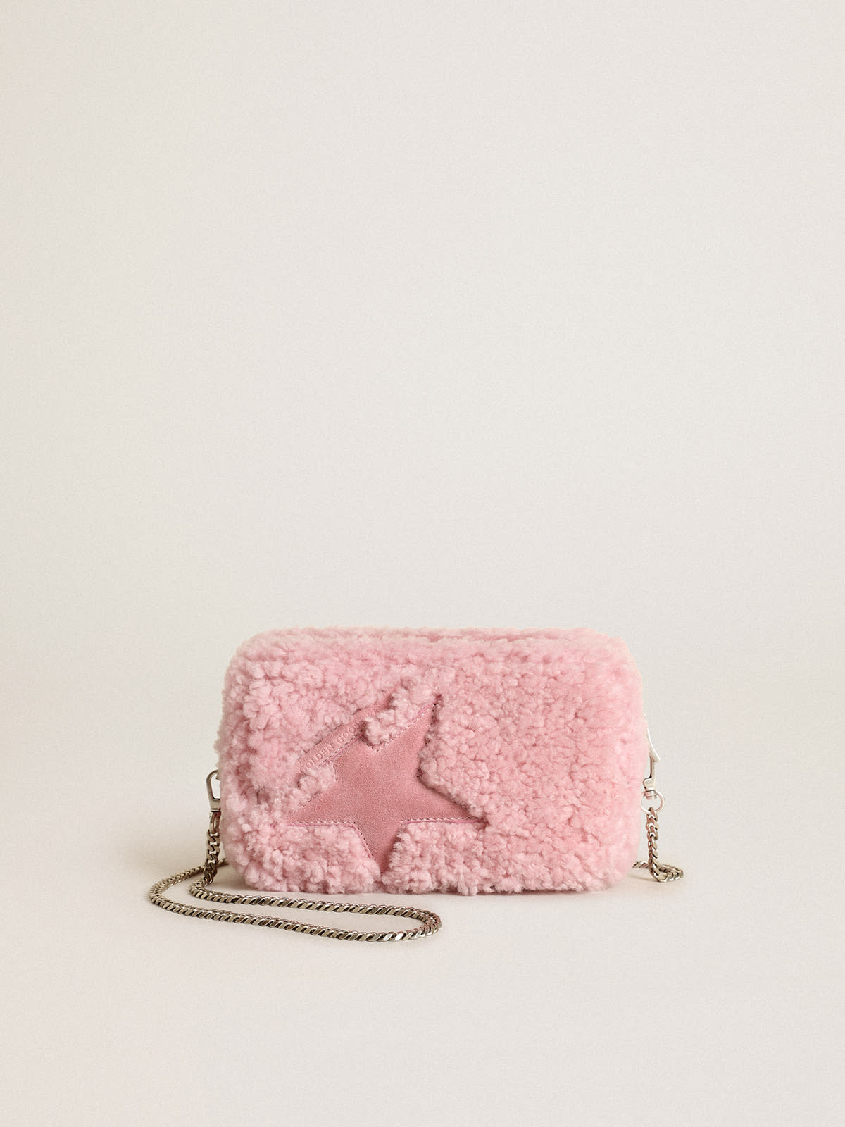 Women's Mini Star Bag in pink shearling with suede star