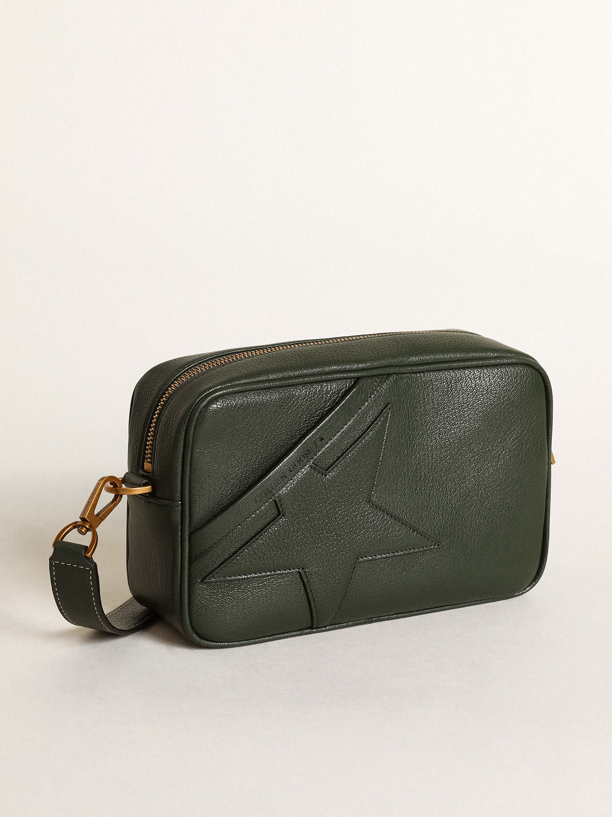 Golden Goose - Star Bag femme en cuir vert foncé avec étoile ton sur ton in 