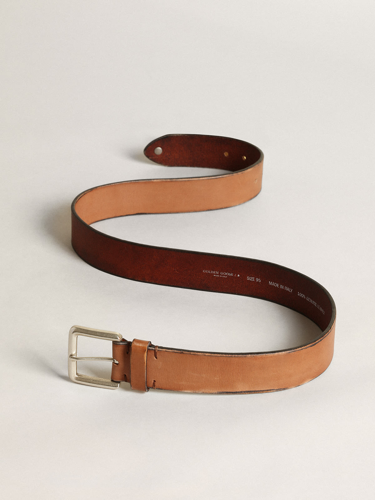 Golden Goose - Belt in tan-colored washed leather in 