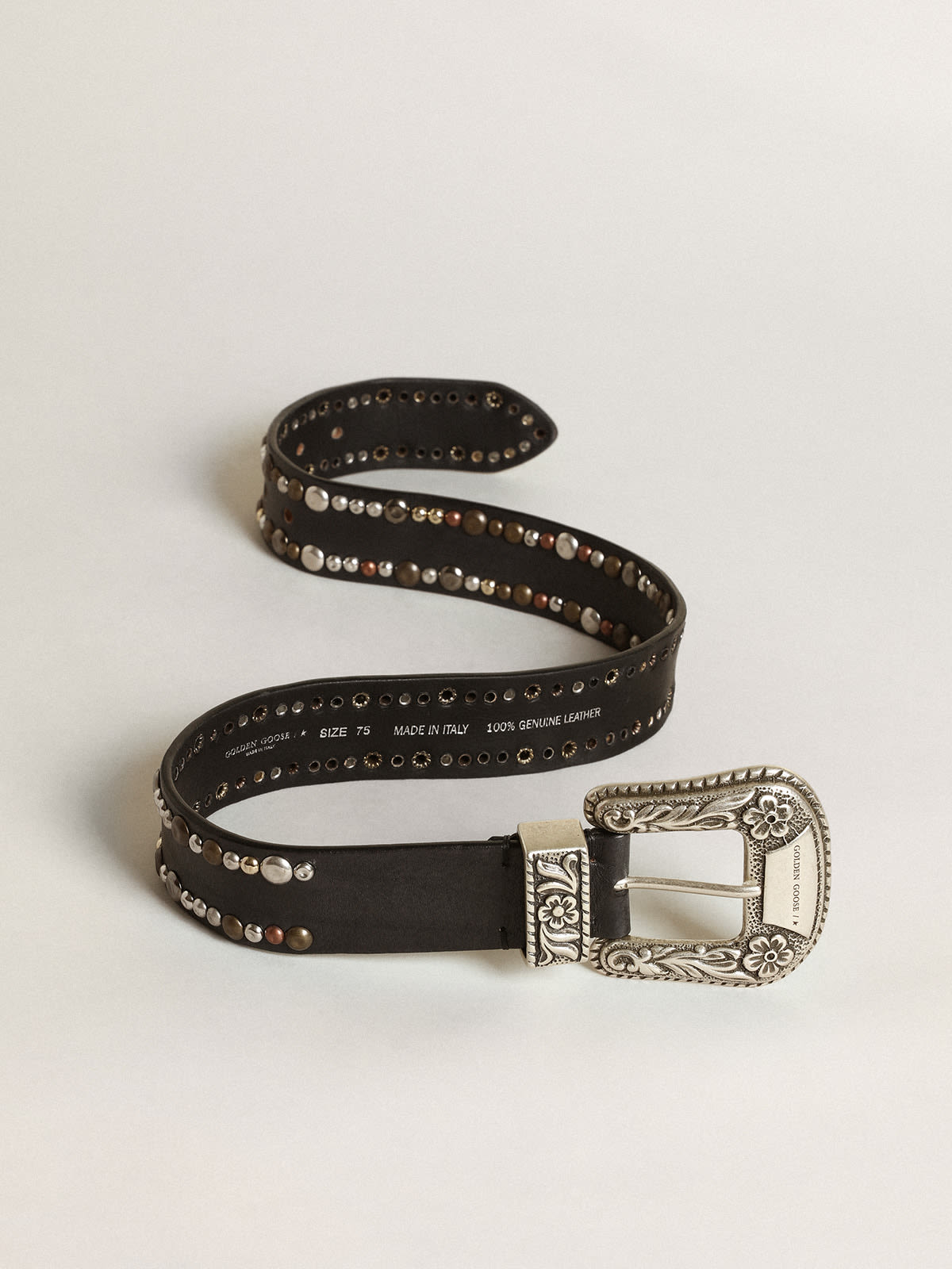 Golden Goose - Women's belt in black leather with studs in 