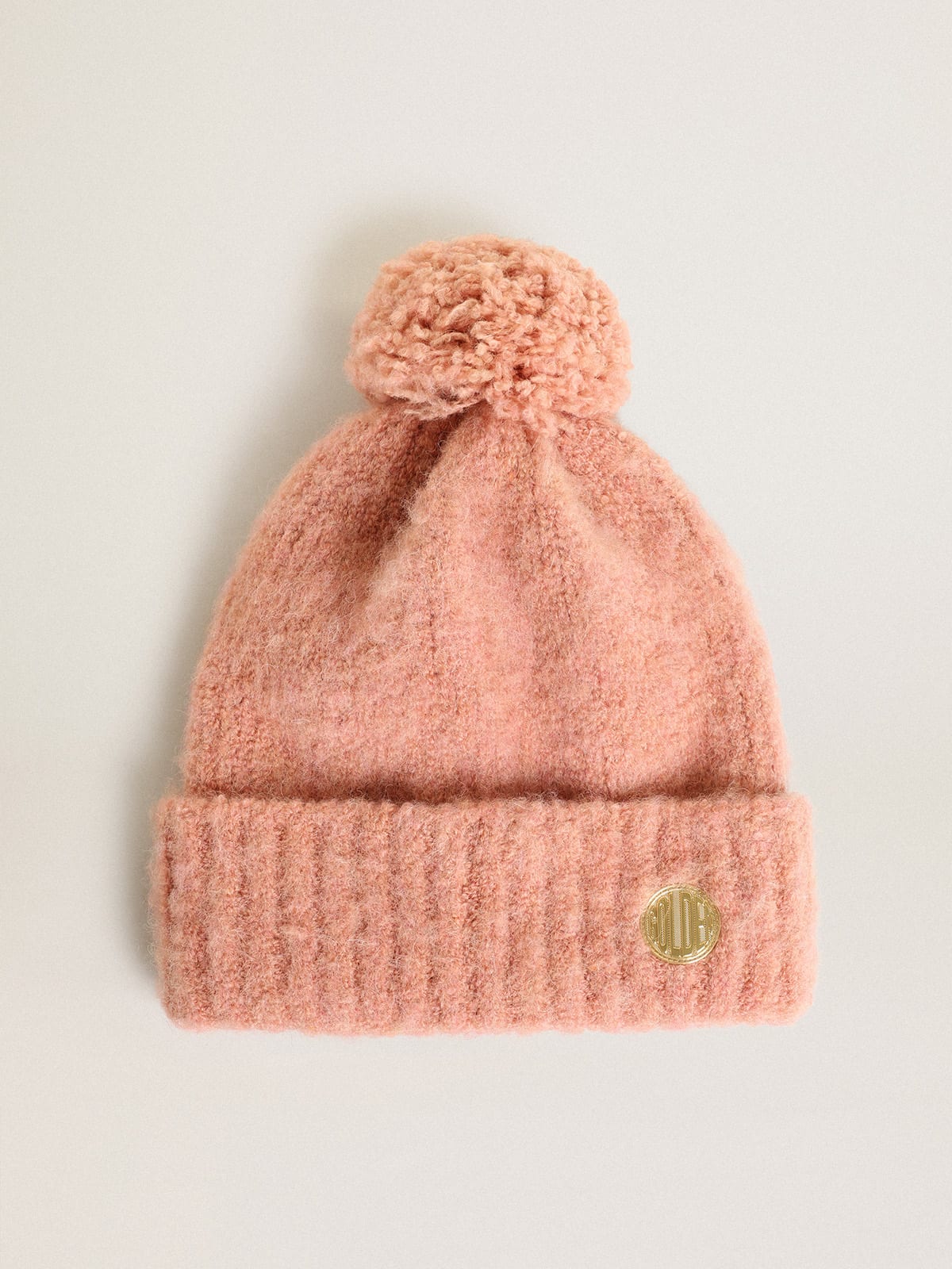 Golden Goose - Pale pink wool beanie with pompom in 