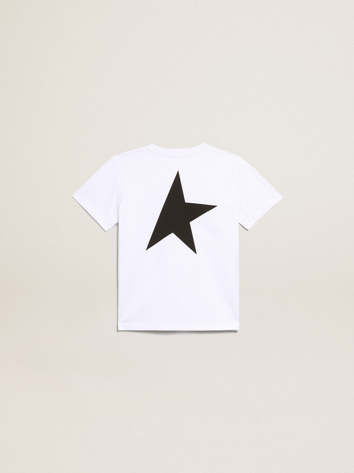 Golden Goose - White T-shirt with contrasting black logo and star in 