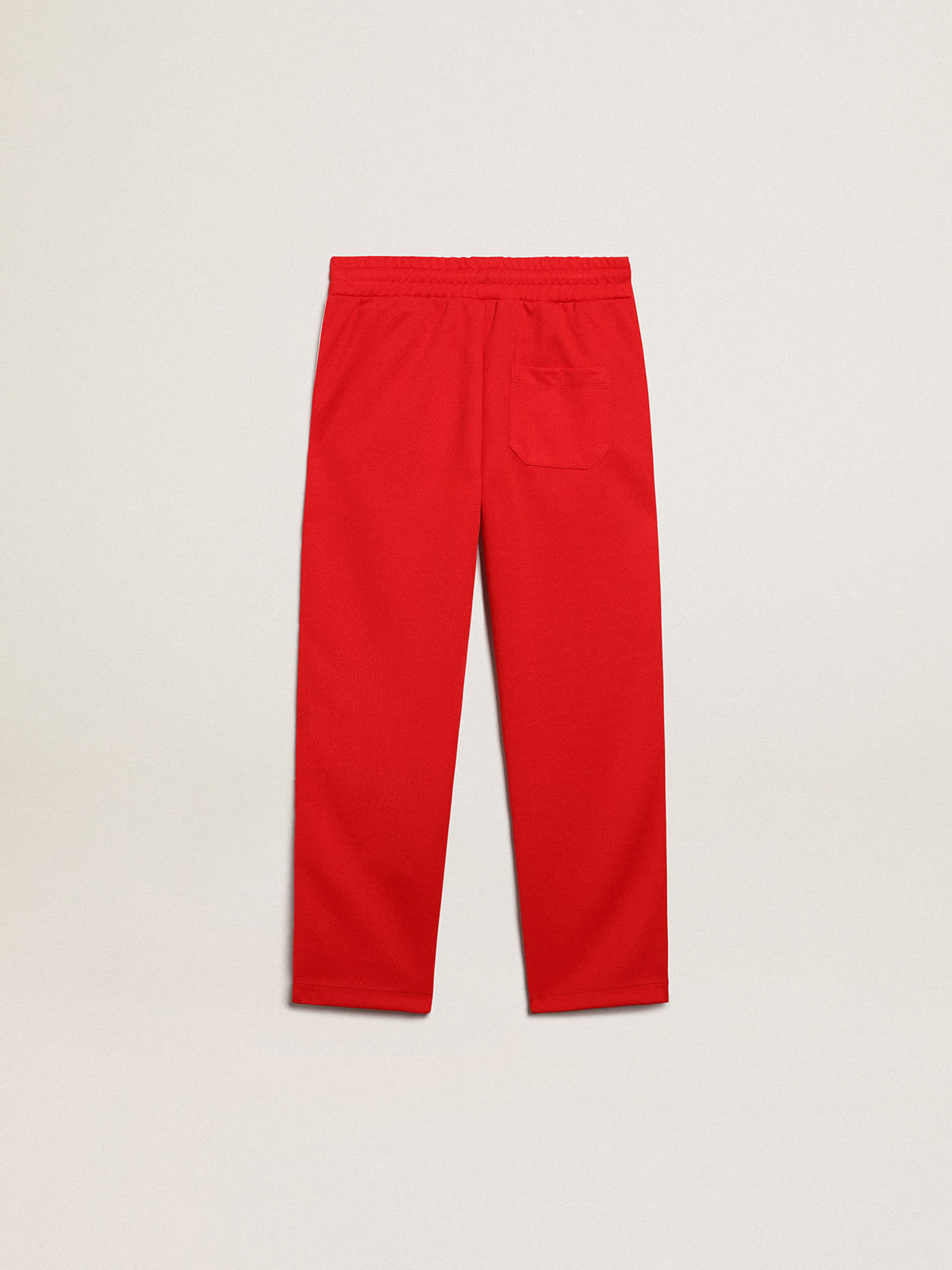 Golden Goose - Pantalone jogging rossi Collezione Star con fascia bianca e stelle rosse a contrasto in 