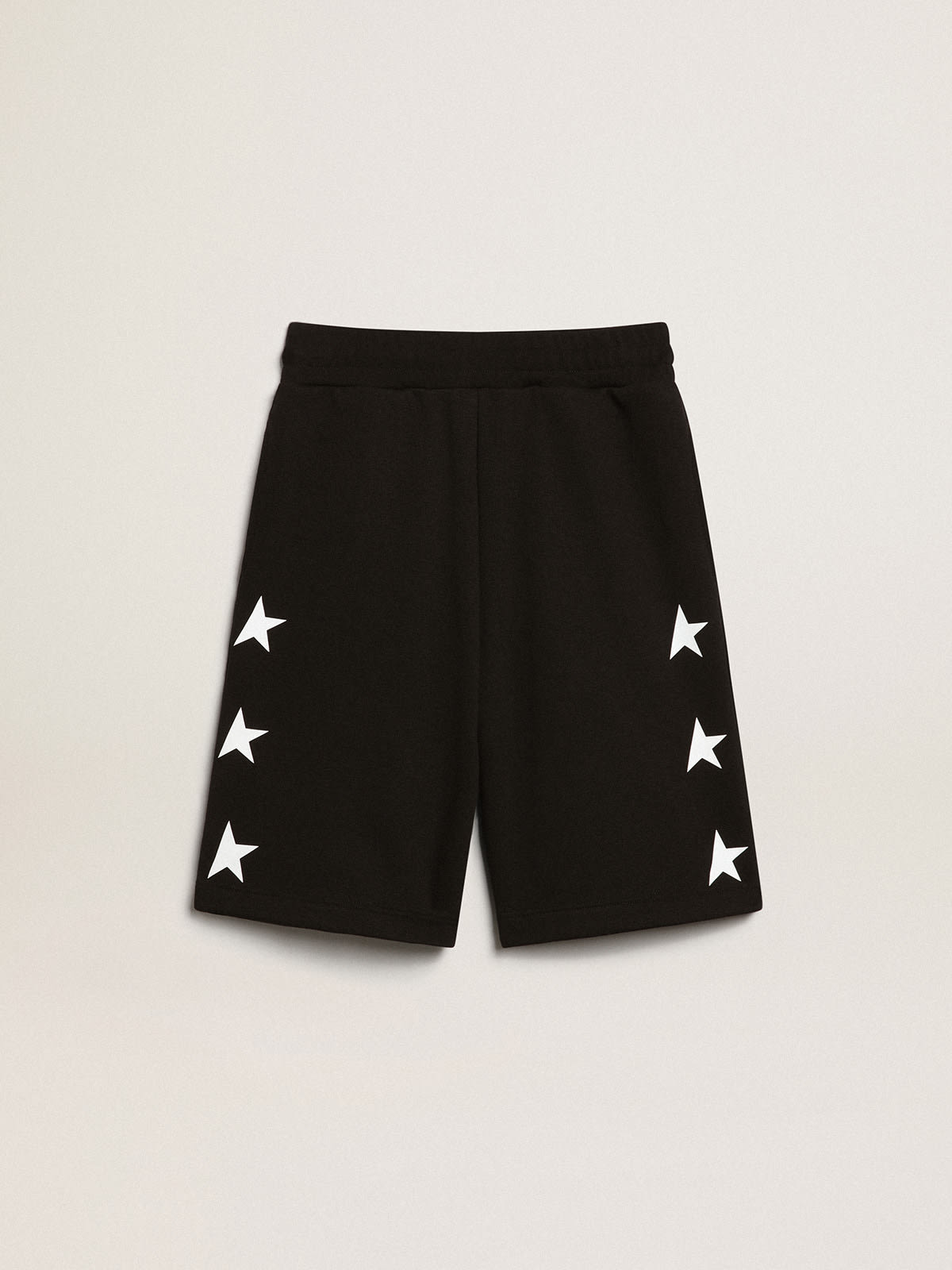 Golden Goose - Black Star Collection Bermuda shorts with contrasting white stars in 