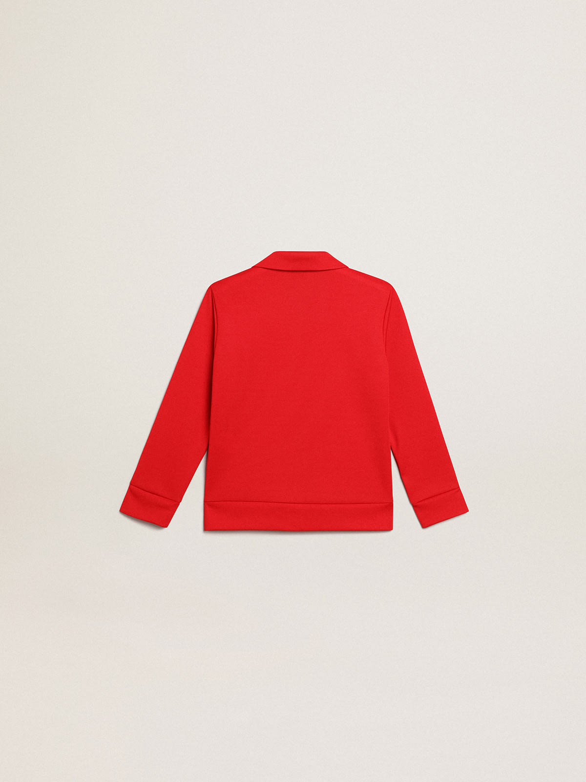 Golden Goose - Rotes Sweatshirt mit Reißverschluss, weißem Streifen und roten Sternen in 