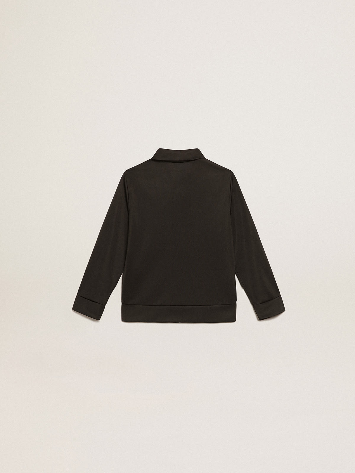 Golden Goose - Schwarzes Sweatshirt mit Reißverschluss und kontrastierenden weißen Sternen in 