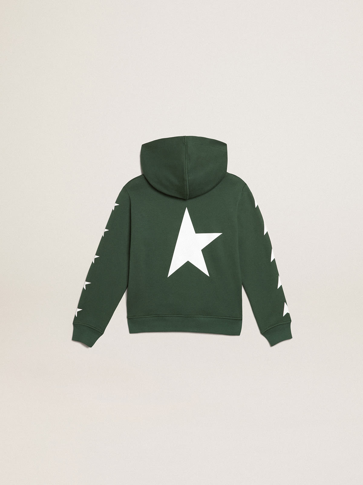 Golden Goose - Sweat-shirt à capuche collection Star vert brillant avec étoiles blanches en contraste in 