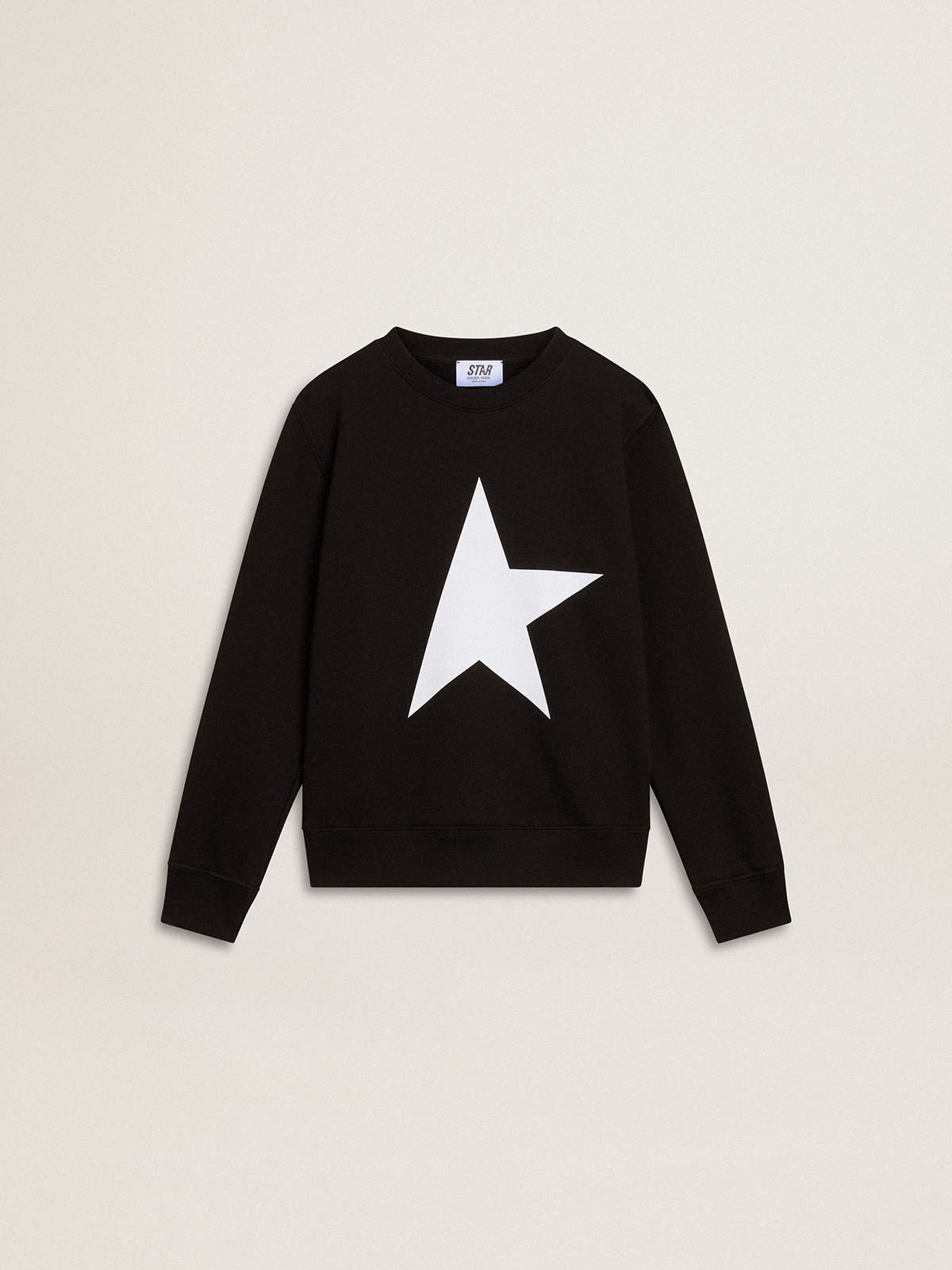 Golden Goose - Sweat-shirt noir garçon avec grande étoile blanche sur le devant in 