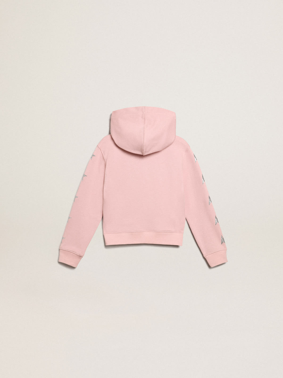 Golden Goose - Pink sweatshirt with hood and silver glitter stars in 