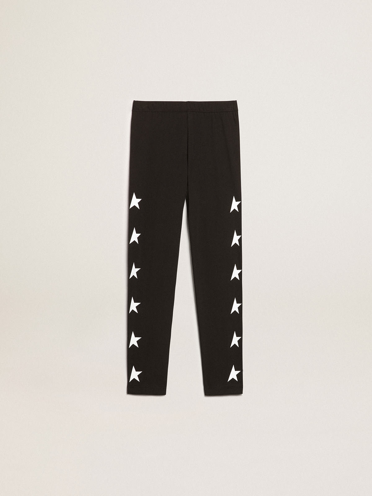 Girls’ black leggings with white stars on the sides