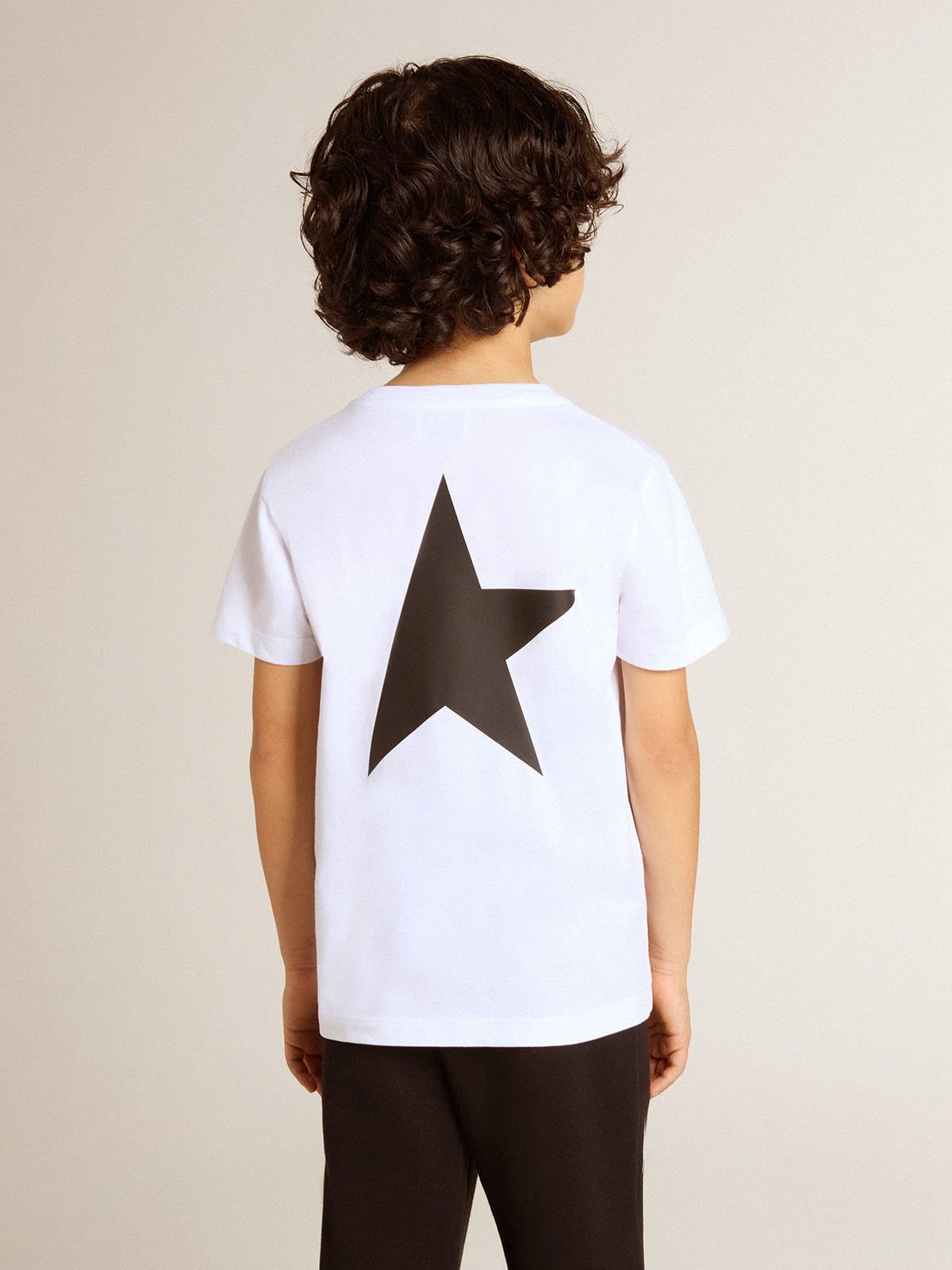 White Star Collection T-shirt with contrasting black logo and star ...