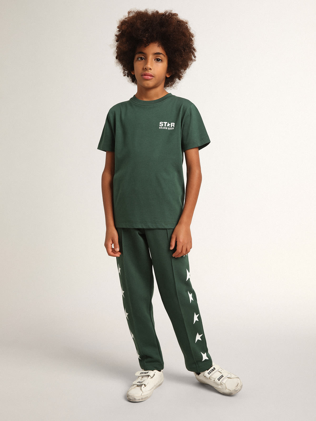 Golden Goose - Bright-green Star Collection jogging pants with contrasting white stars in 