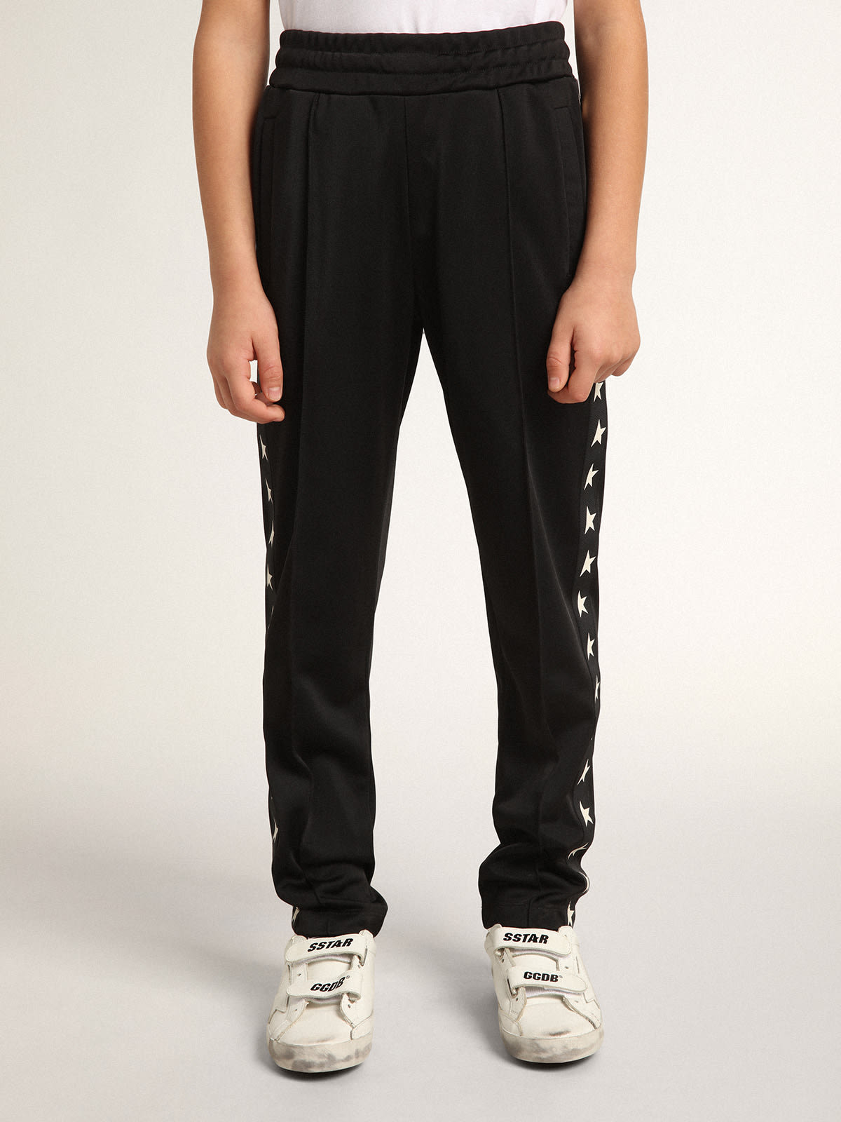 Golden Goose - Kids’ black joggers with stars on the sides in 