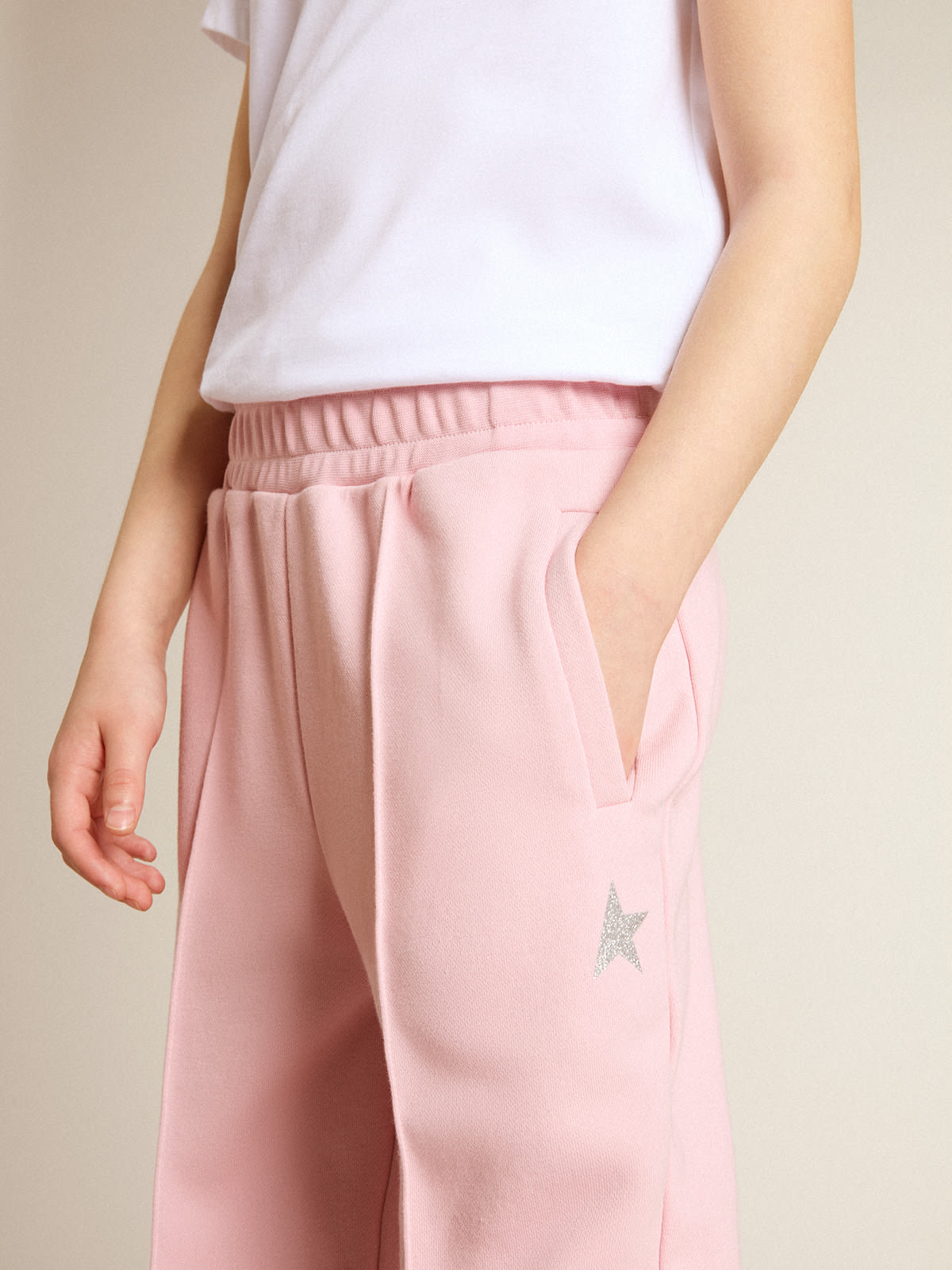 Golden Goose - Pink joggers with glitter star on the front in 