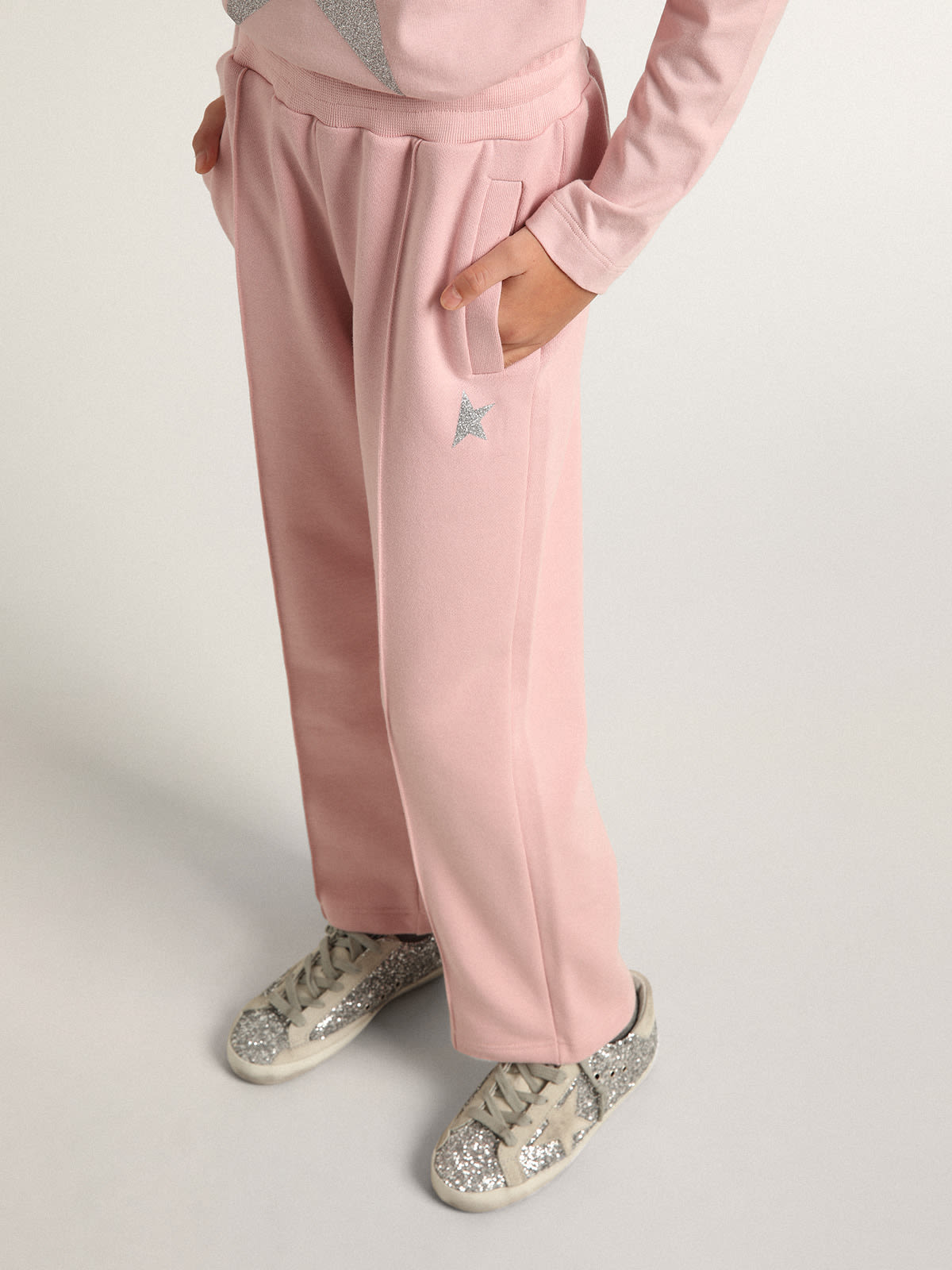 Golden Goose - Pantalon de jogging rose avec étoile pailletée sur le devant in 