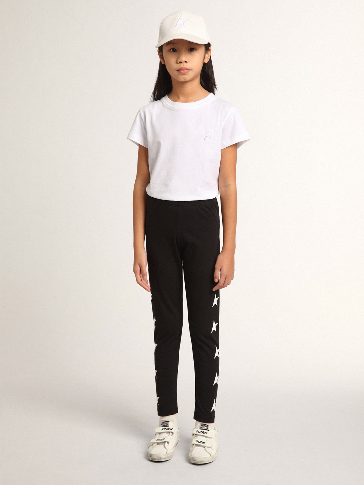 Golden Goose - Black Star Collection leggings with contrasting white stars in 
