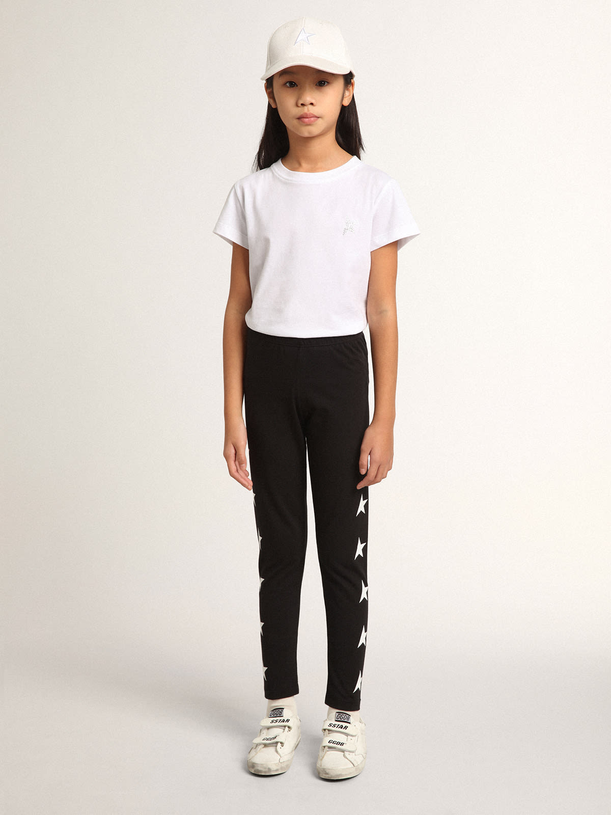 Golden Goose - Black leggings with contrasting white stars in 