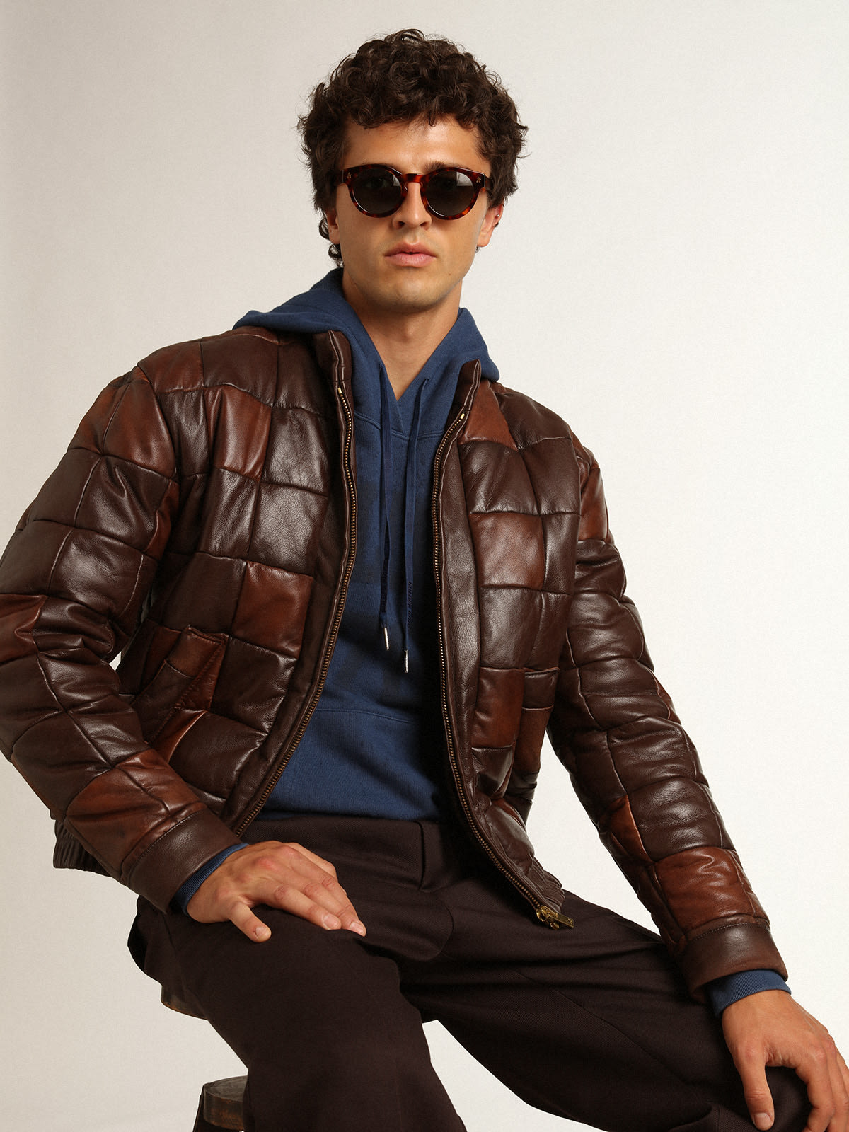 Men's bomber jacket in leather