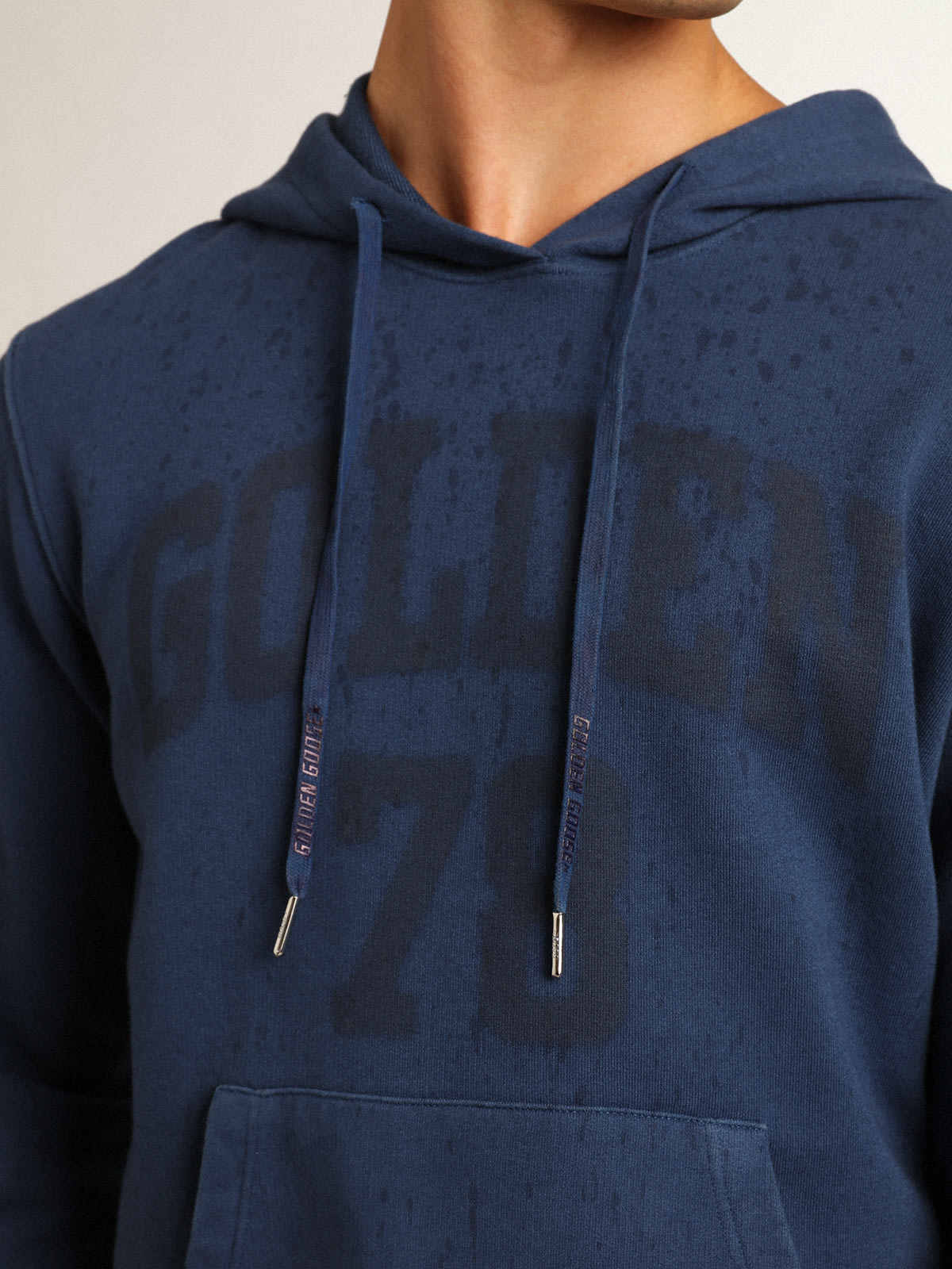 Golden Goose - Midshipman-blue Journey Collection sweatshirt with Golden 78 lettering and rain-effect treatment    in 