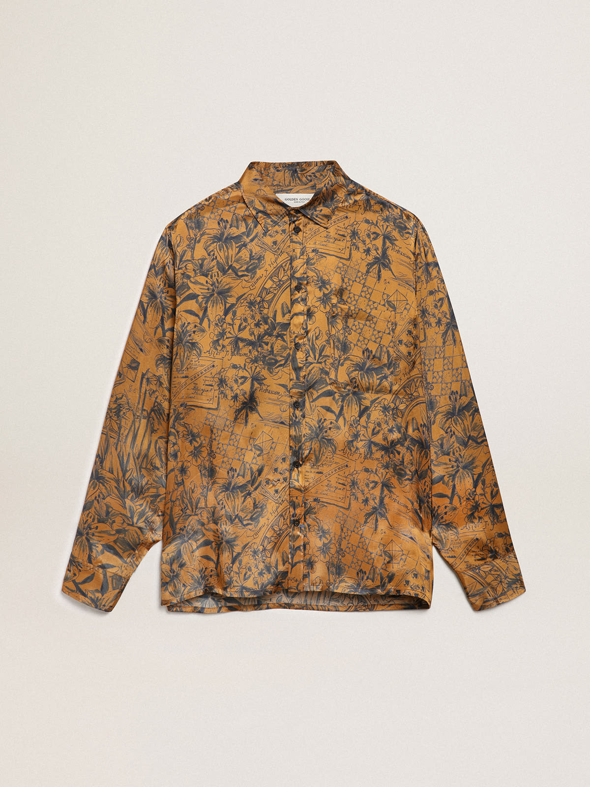 Golden Goose - Journey Collection shirt in golden brown with notebook print in 