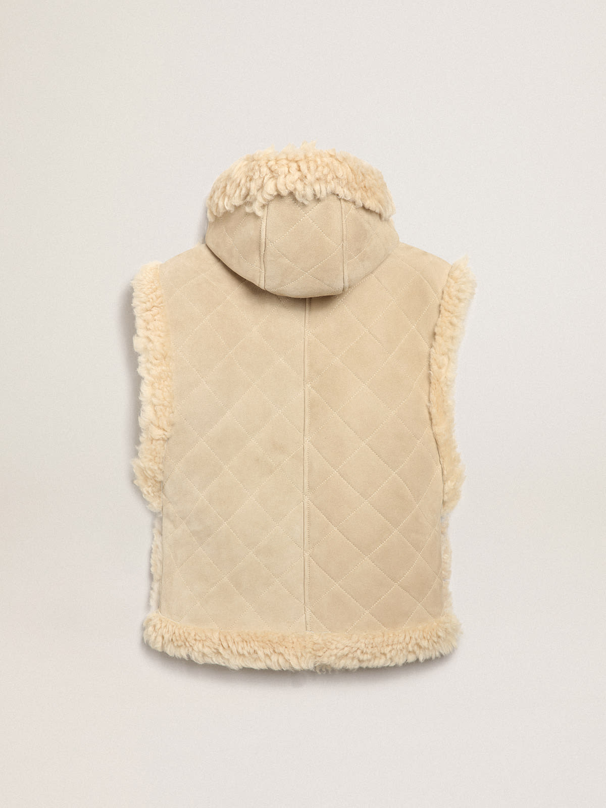 Golden Goose - Journey Collection reversible sheepskin vest in ecru in 