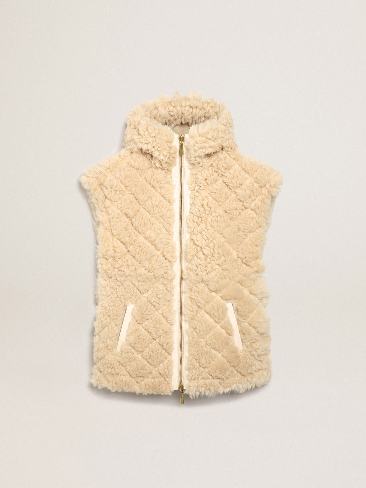 Gilet femme écru en mouton double face | Golden Goose