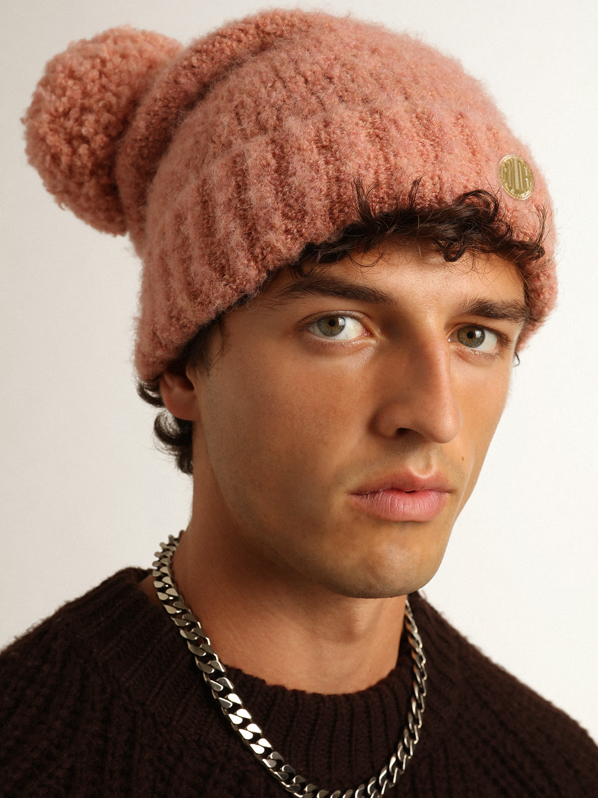 Golden Goose - Journey Collection pale pink wool beanie with pompom in 