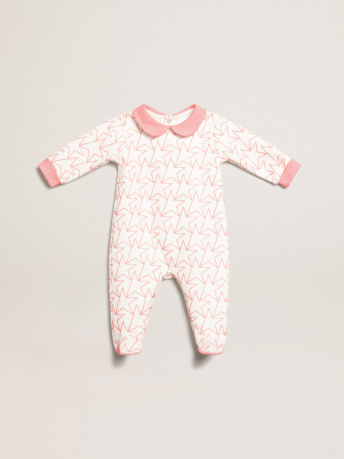 Golden Goose - Baby-Geschenkset aus der Star Collection in Weiß mit rosa Rändern und rosa Allover-Sterndessin in 