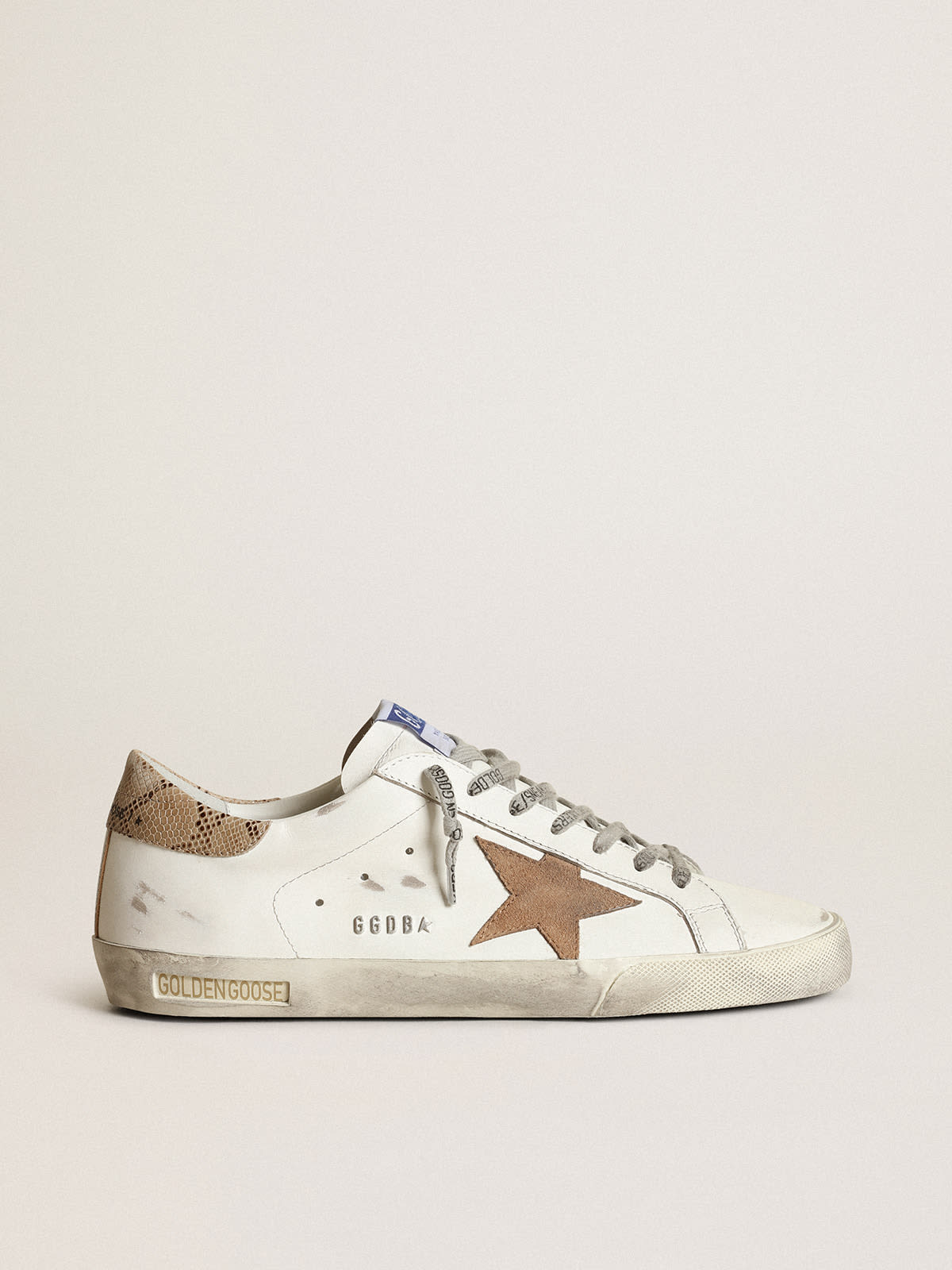 Golden Goose - Super-Star with a tobacco suede star and beige heel tab in 
